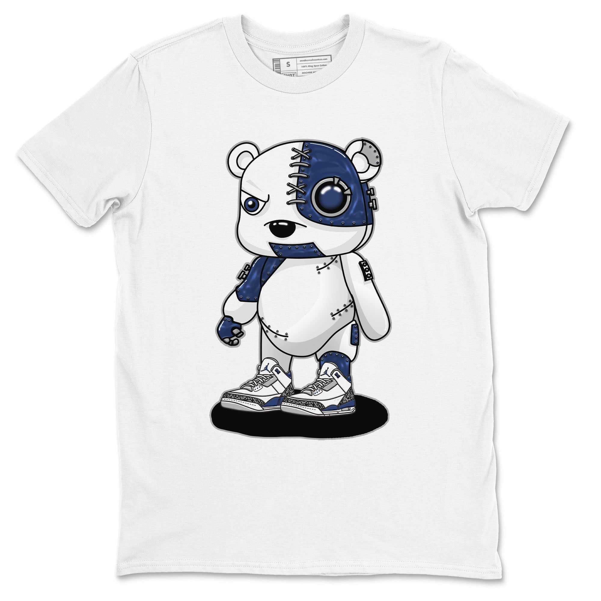 Air Jordan 3 Retro Midnight Navy shirt to match jordans Cyborg Bear sneaker shirt 3s Midnight Navy Drip Gear Zone unisex crew neck cotton White 2 crew neck shirt