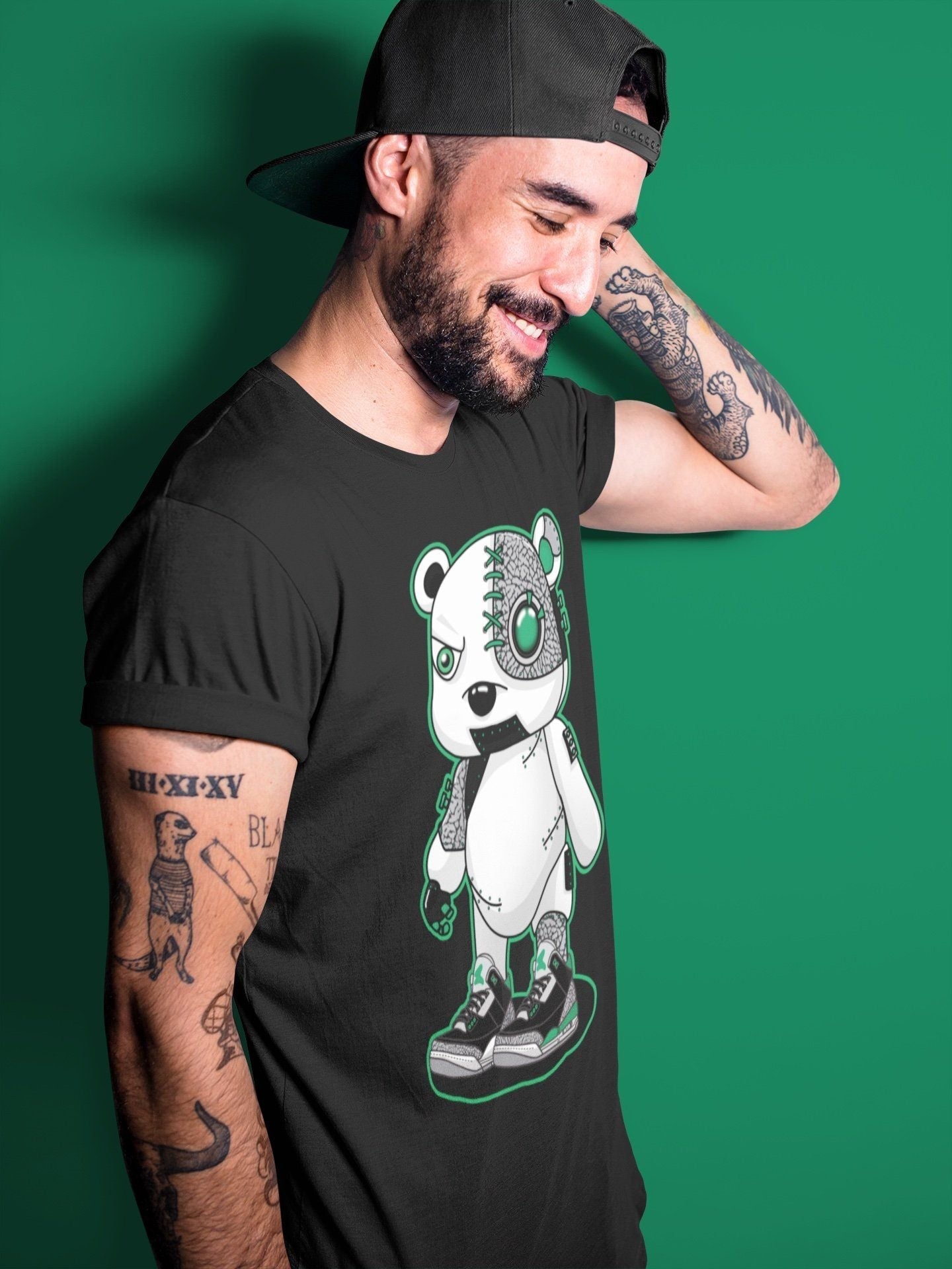 Jordan 3 Pine Green Shirt To Match Jordans Cyborg Bear Sneaker Tees Jordan 3 Pine Green Drip Gear Zone Sneaker Matching Clothing Unisex Shirts