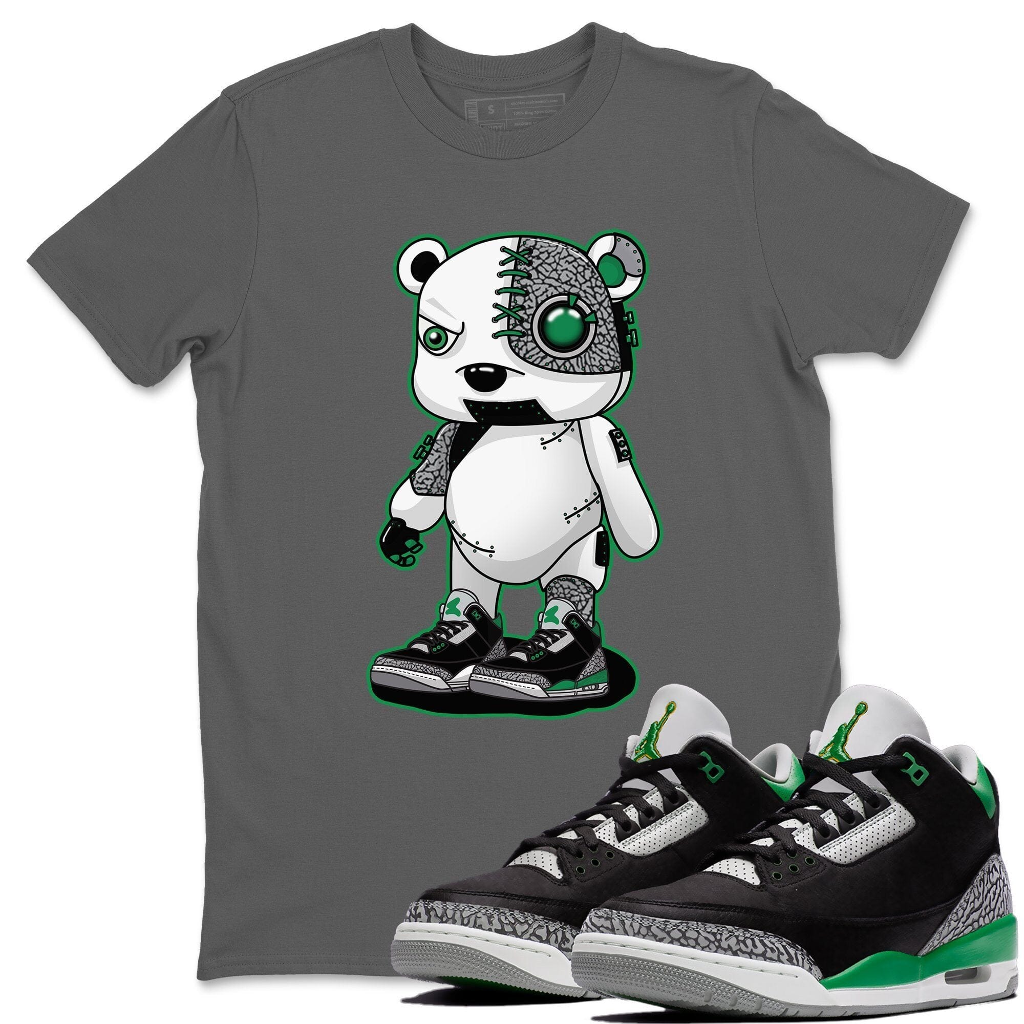 Jordan 3 Pine Green Shirt To Match Jordans Cyborg Bear Sneaker Tees Jordan 3 Pine Green Drip Gear Zone Sneaker Matching Clothing Unisex Shirts