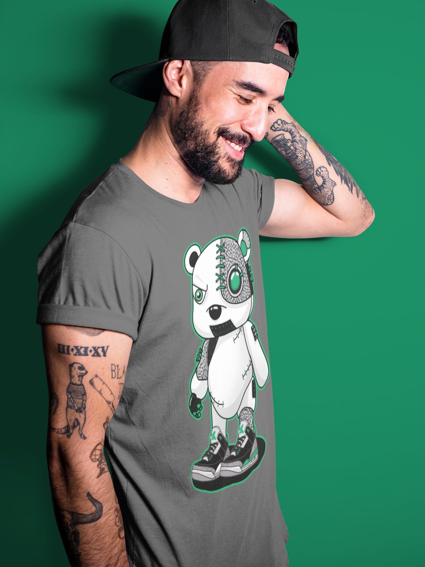 Jordan 3 Pine Green Shirt To Match Jordans Cyborg Bear Sneaker Tees Jordan 3 Pine Green Drip Gear Zone Sneaker Matching Clothing Unisex Shirts