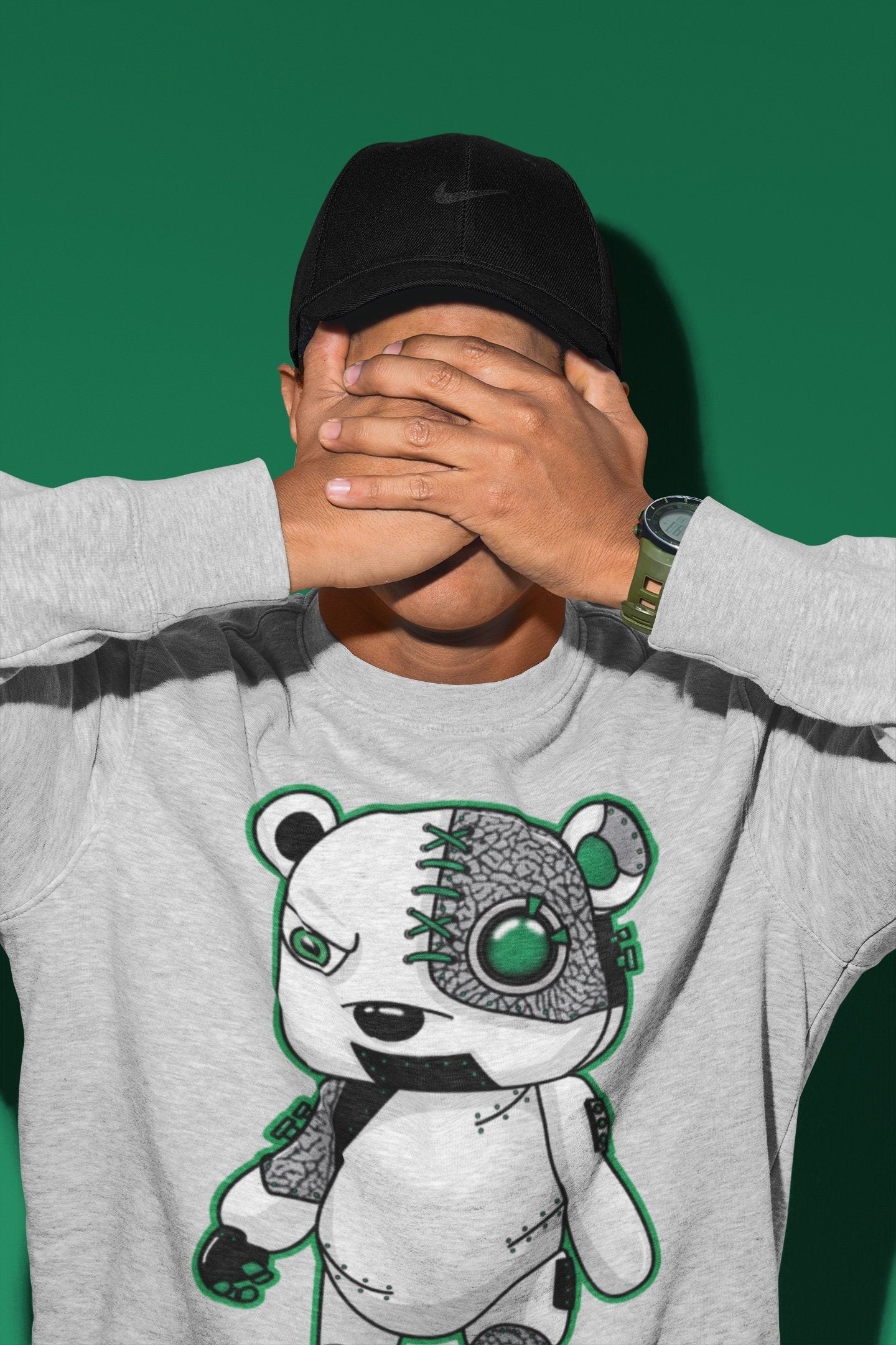 Jordan 3 Pine Green Shirt To Match Jordans Cyborg Bear Sneaker Tees Jordan 3 Pine Green Drip Gear Zone Sneaker Matching Clothing Unisex Shirts