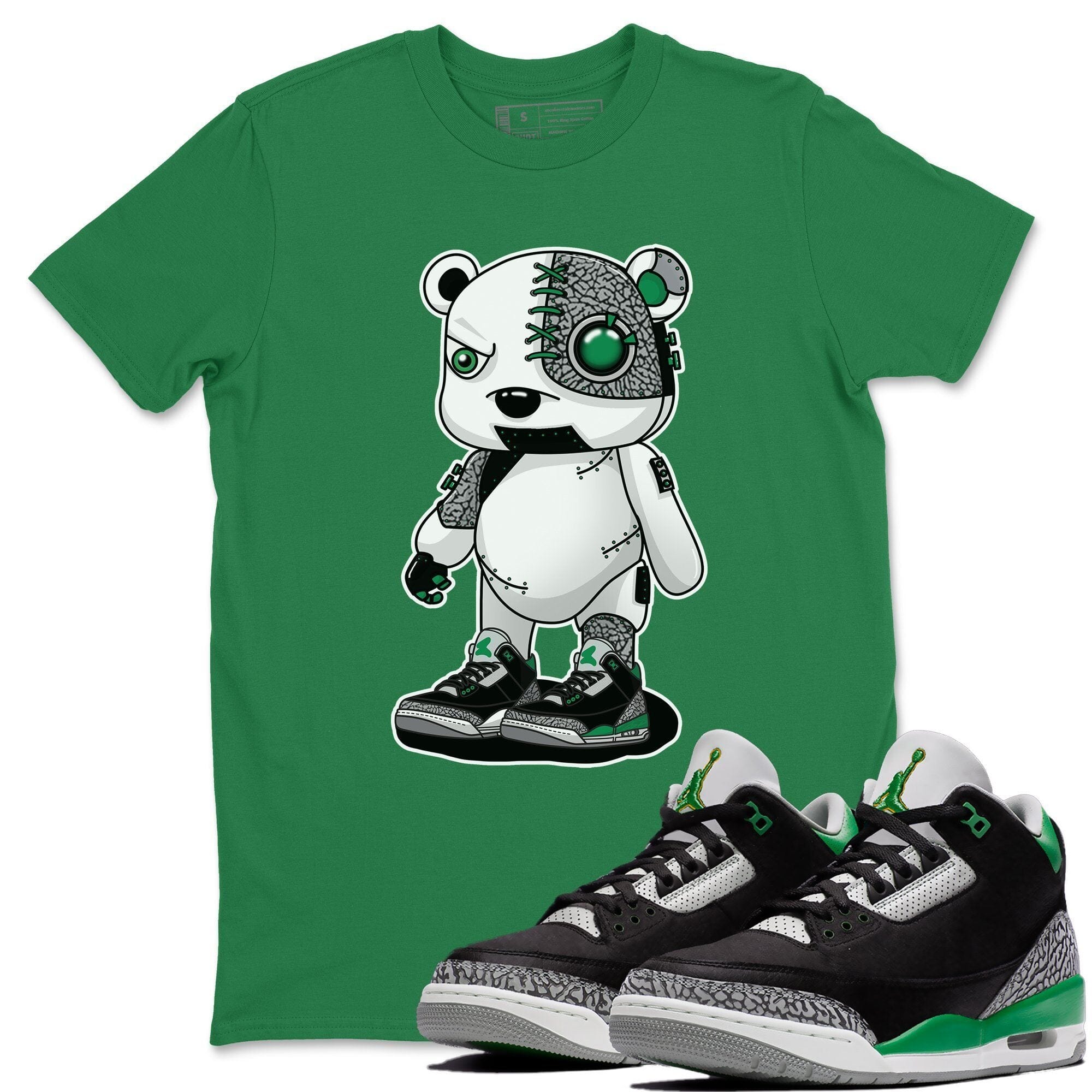 Jordan 3 Pine Green Shirt To Match Jordans Cyborg Bear Sneaker Tees Jordan 3 Pine Green Drip Gear Zone Sneaker Matching Clothing Unisex Shirts