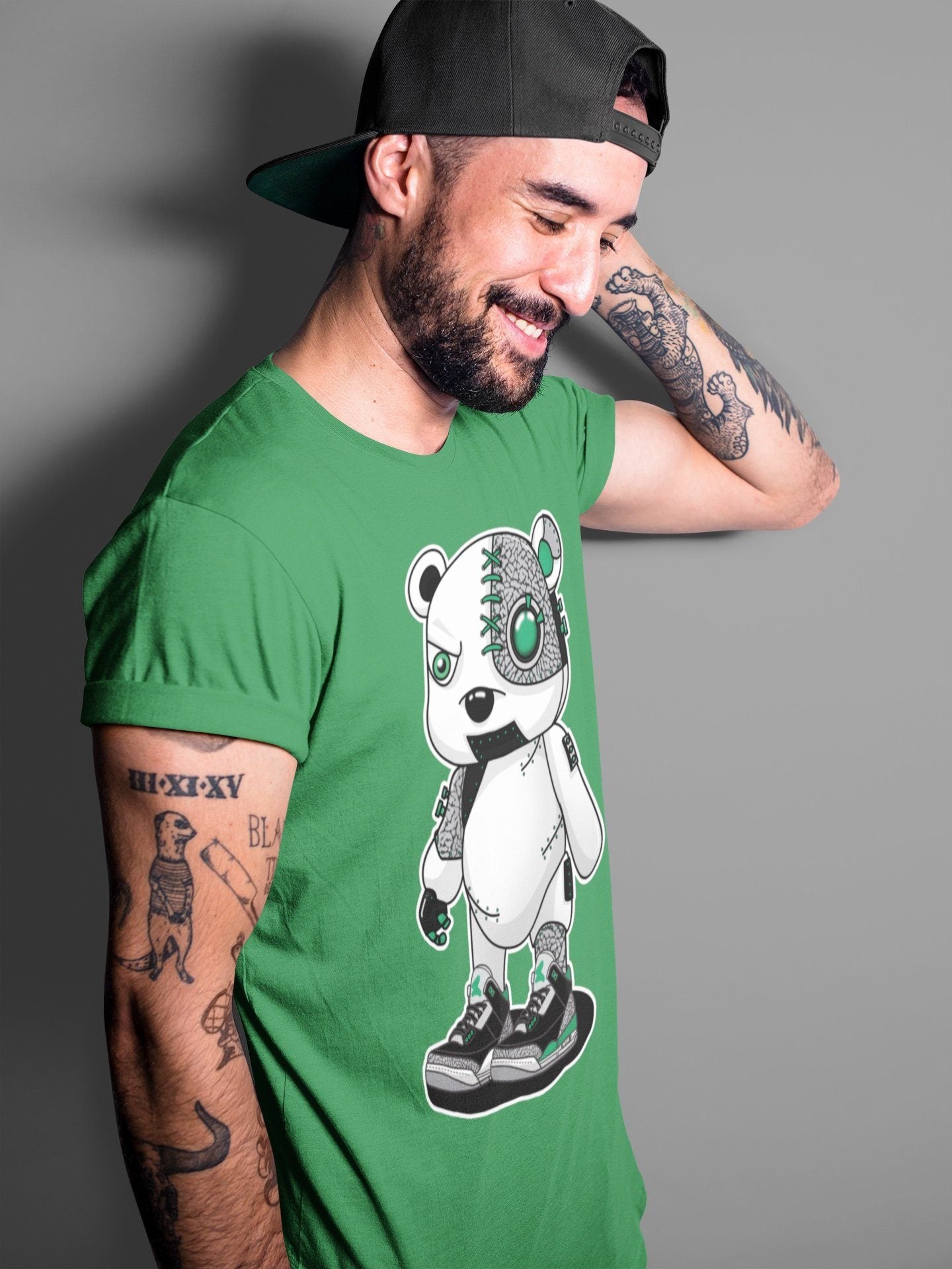 Jordan 3 Pine Green Shirt To Match Jordans Cyborg Bear Sneaker Tees Jordan 3 Pine Green Drip Gear Zone Sneaker Matching Clothing Unisex Shirts