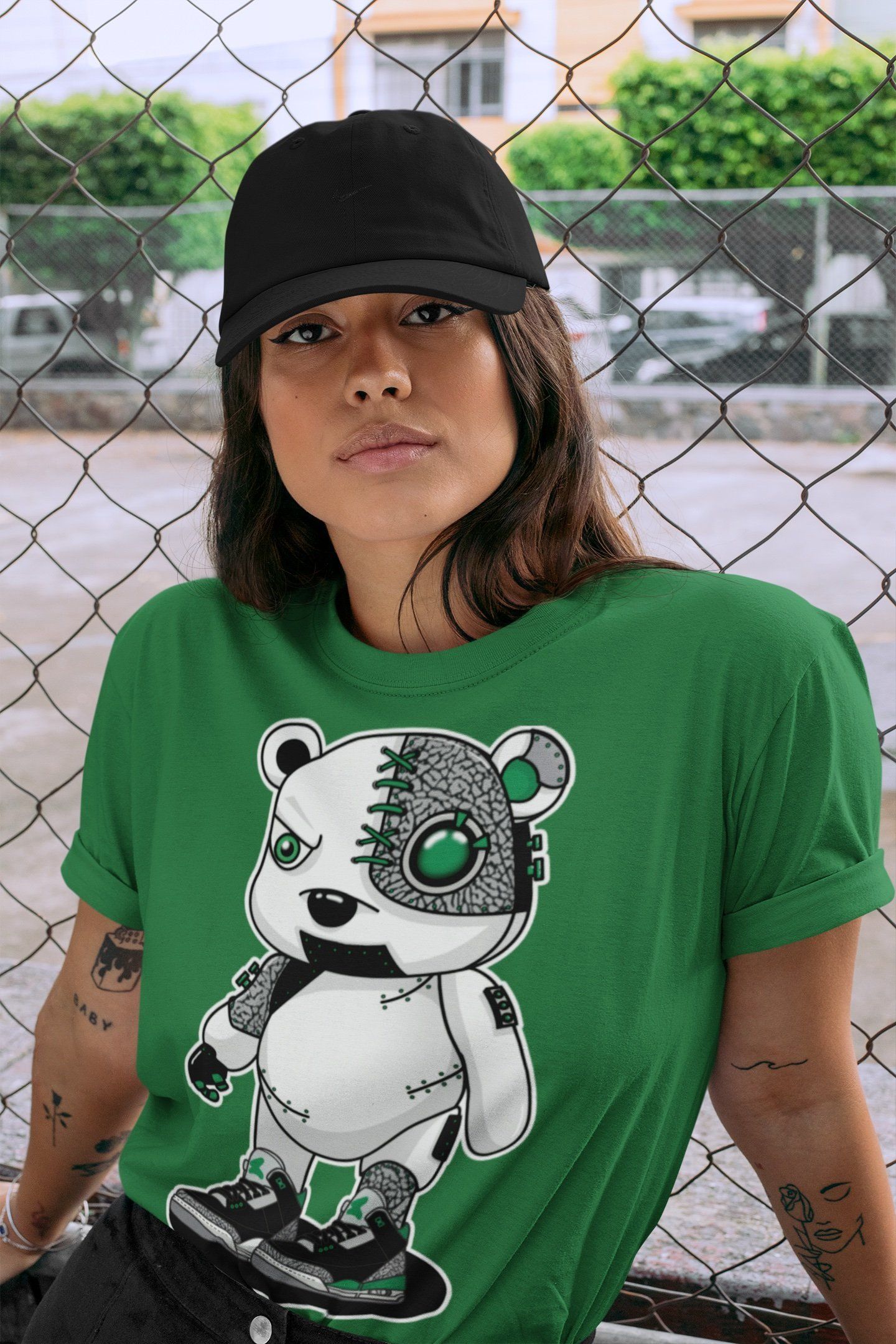 Jordan 3 Pine Green Shirt To Match Jordans Cyborg Bear Sneaker Tees Jordan 3 Pine Green Drip Gear Zone Sneaker Matching Clothing Unisex Shirts