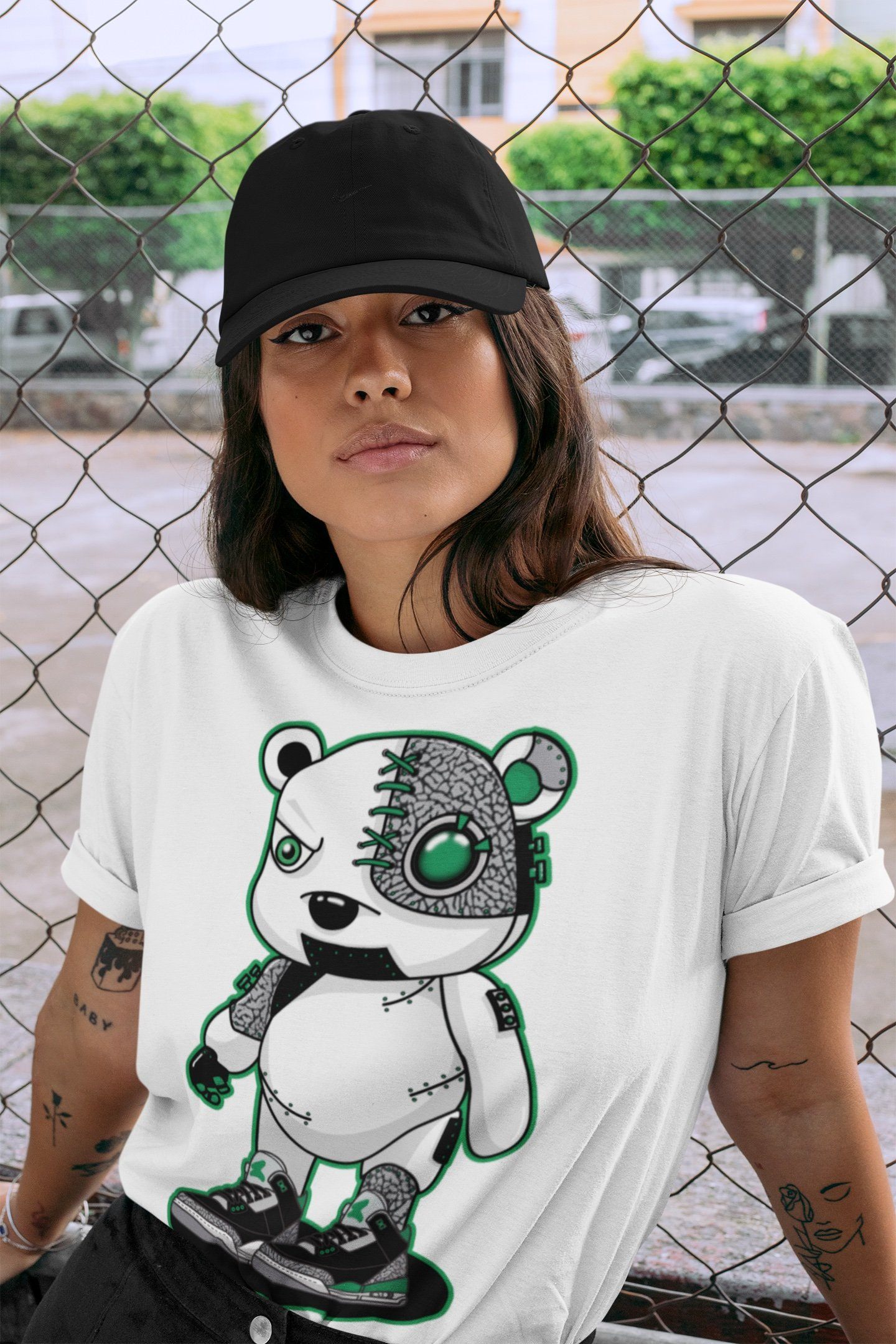Jordan 3 Pine Green Shirt To Match Jordans Cyborg Bear Sneaker Tees Jordan 3 Pine Green Drip Gear Zone Sneaker Matching Clothing Unisex Shirts