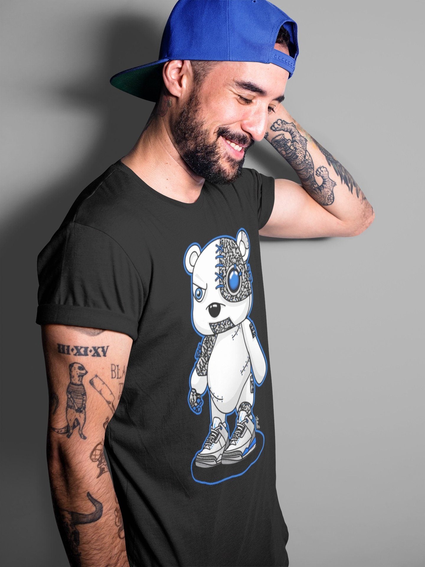 Jordan 3 Racer Blue Shirt To Match Jordans Cyborg Bear Sneaker Tees Jordan 3 Racer Blue Drip Gear Zone Sneaker Matching Clothing Unisex Shirts