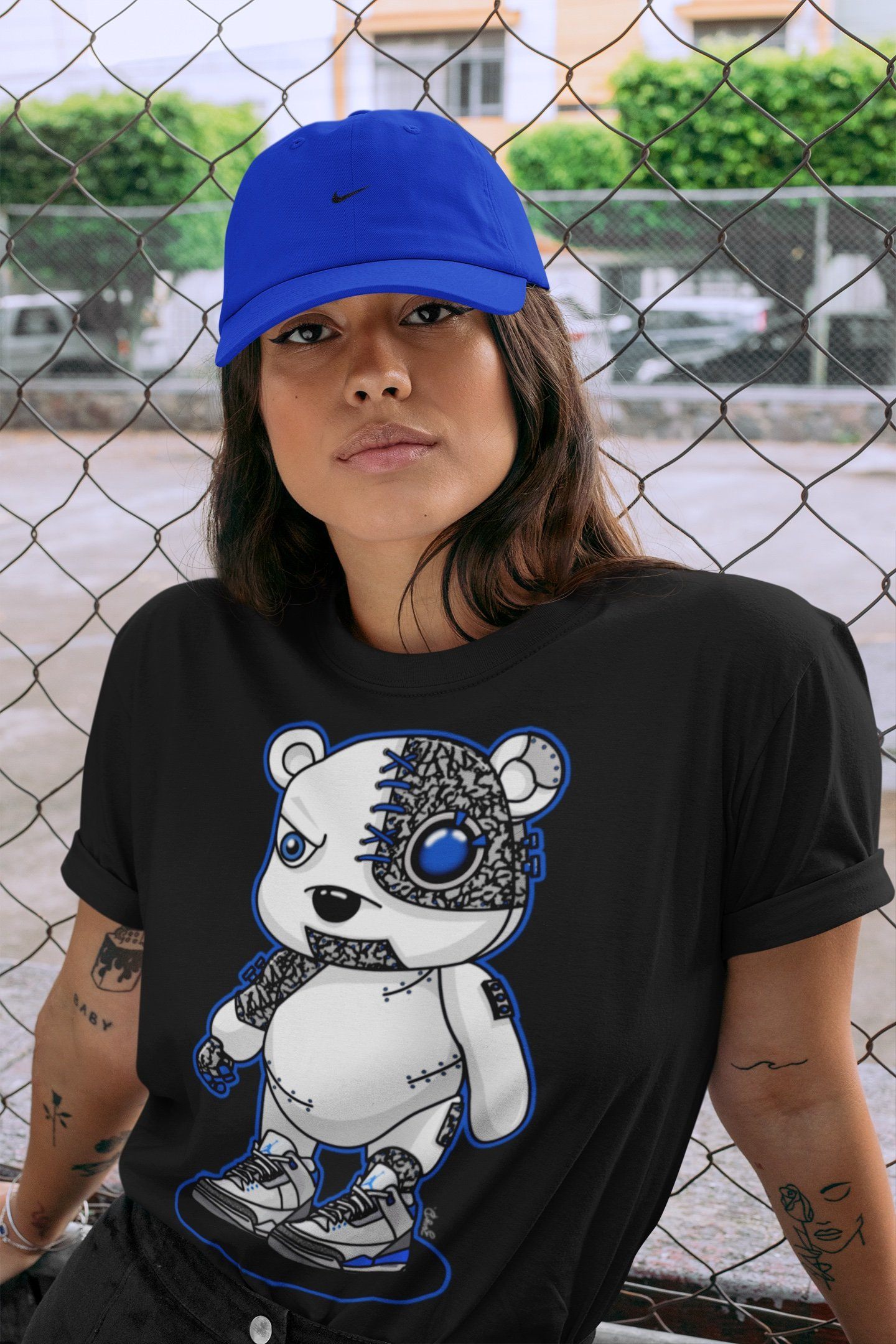 Jordan 3 Racer Blue Shirt To Match Jordans Cyborg Bear Sneaker Tees Jordan 3 Racer Blue Drip Gear Zone Sneaker Matching Clothing Unisex Shirts