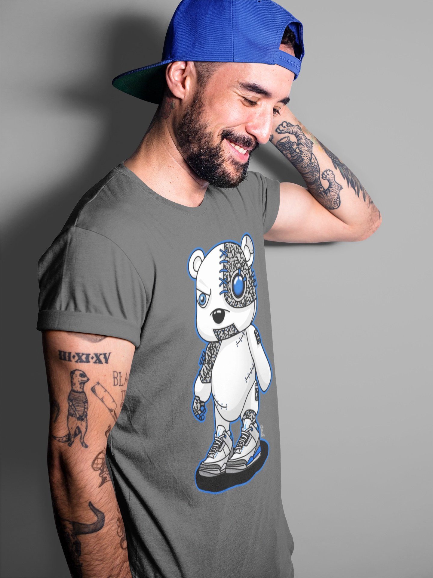 Jordan 3 Racer Blue Shirt To Match Jordans Cyborg Bear Sneaker Tees Jordan 3 Racer Blue Drip Gear Zone Sneaker Matching Clothing Unisex Shirts