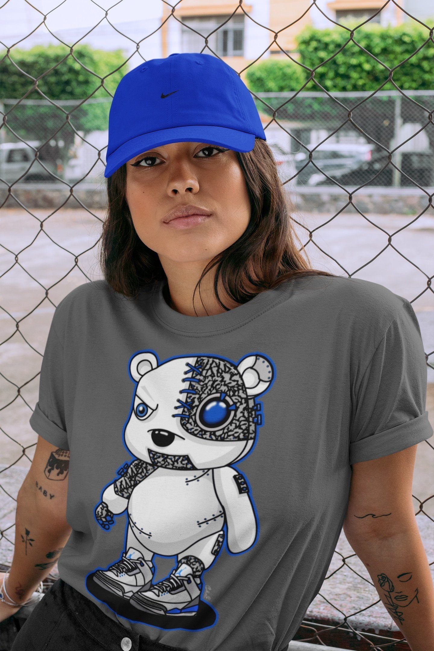 Jordan 3 Racer Blue Shirt To Match Jordans Cyborg Bear Sneaker Tees Jordan 3 Racer Blue Drip Gear Zone Sneaker Matching Clothing Unisex Shirts