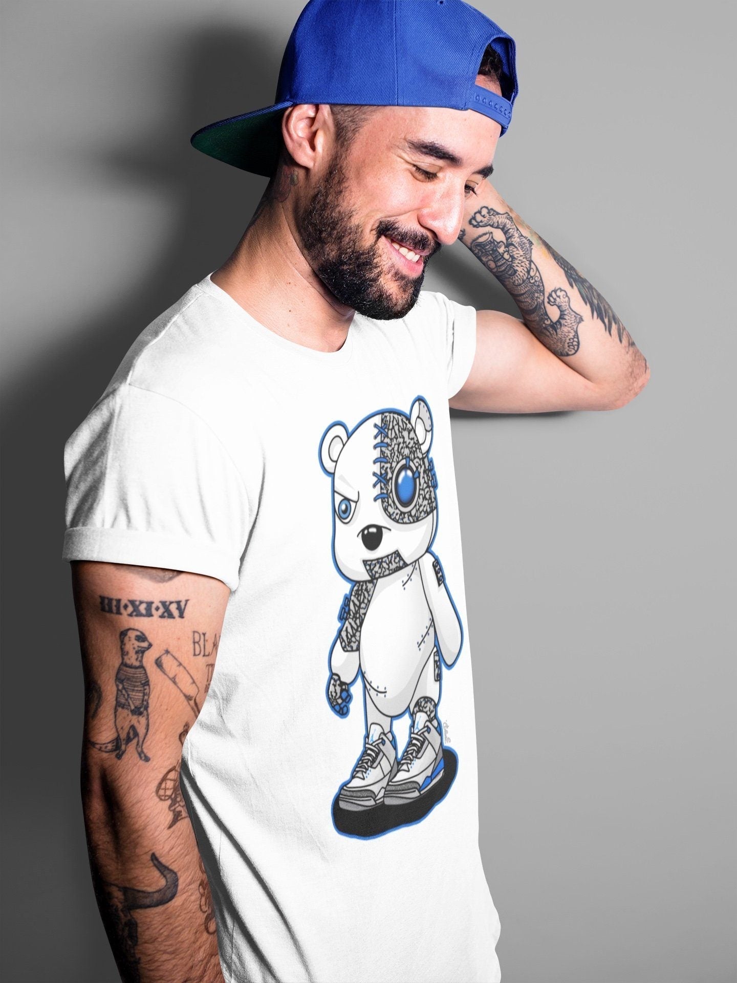 Jordan 3 Racer Blue Shirt To Match Jordans Cyborg Bear Sneaker Tees Jordan 3 Racer Blue Drip Gear Zone Sneaker Matching Clothing Unisex Shirts