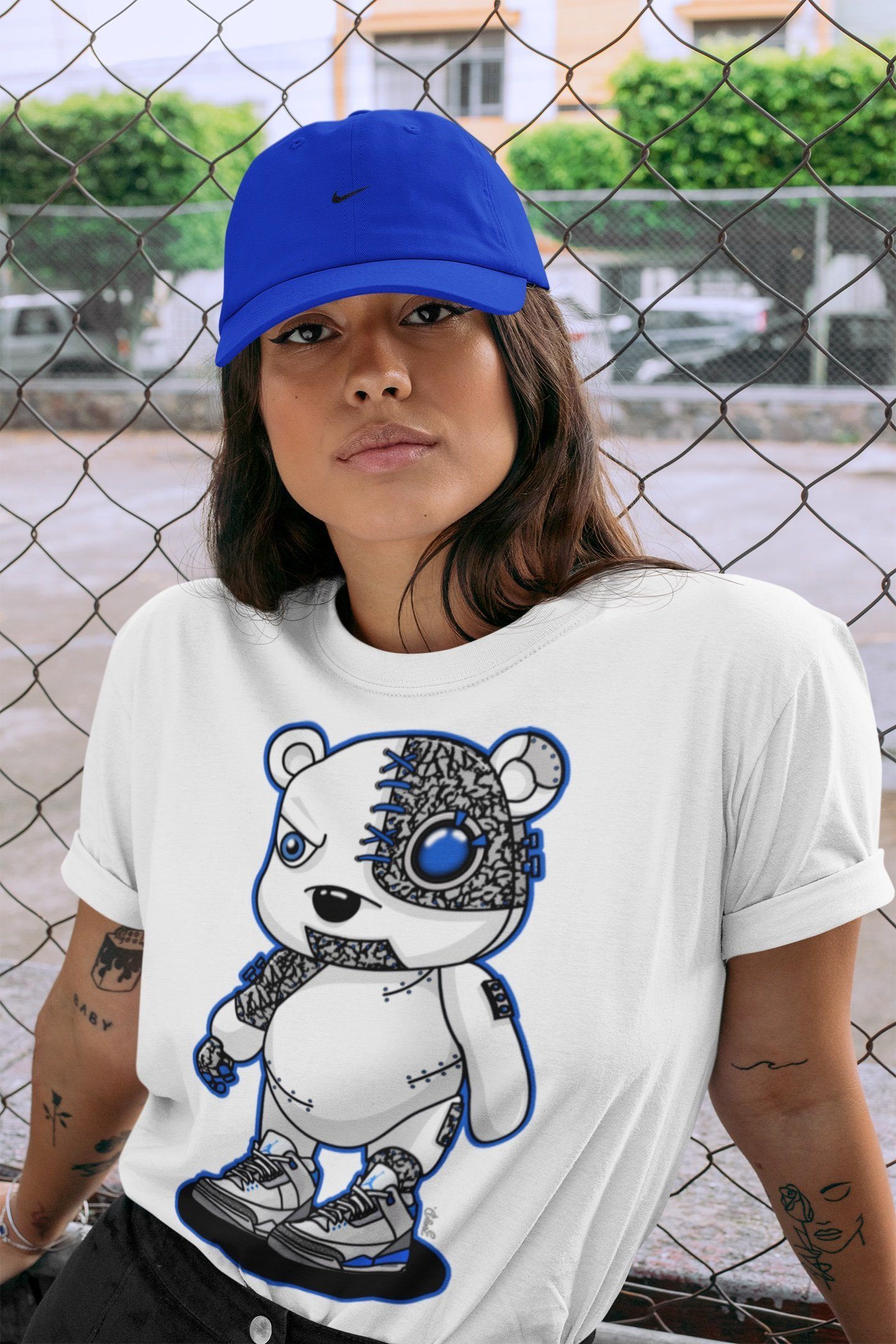 Jordan 3 Racer Blue Shirt To Match Jordans Cyborg Bear Sneaker Tees Jordan 3 Racer Blue Drip Gear Zone Sneaker Matching Clothing Unisex Shirts