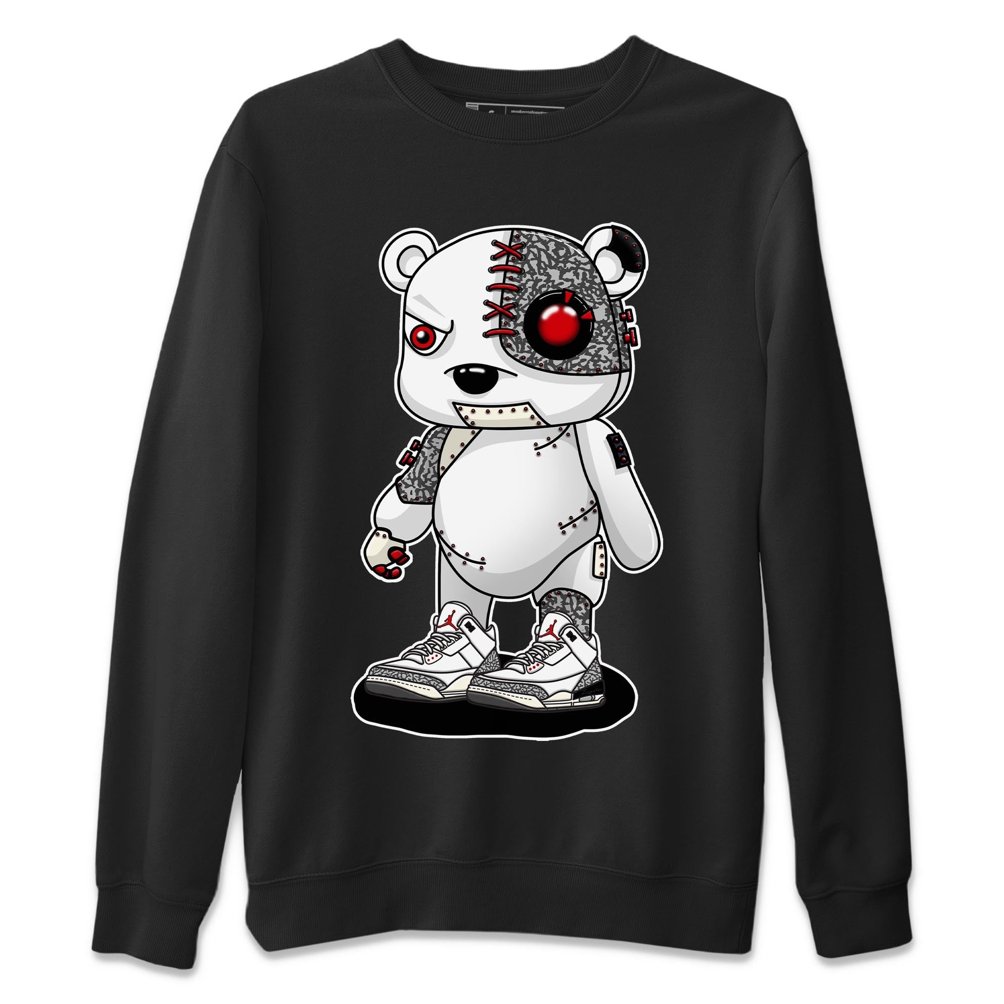 Air Jordan 3 White Cement Sneaker Match Tees Cyborg Bear Streetwear Sneaker Shirt AJ 3s White Cement Sneaker Release Tees Unisex Shirts Black 2