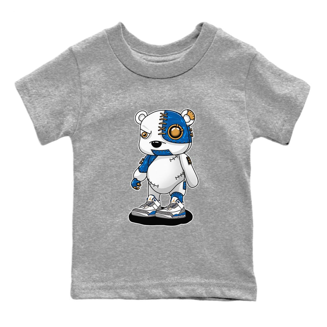 Air Jordan 3 Wizards Sneaker Match Tees Cyborg Bear Streetwear Sneaker Shirt Air Jordan 3 Wizards Sneaker Release Tees Kids Shirts Heather Grey 2