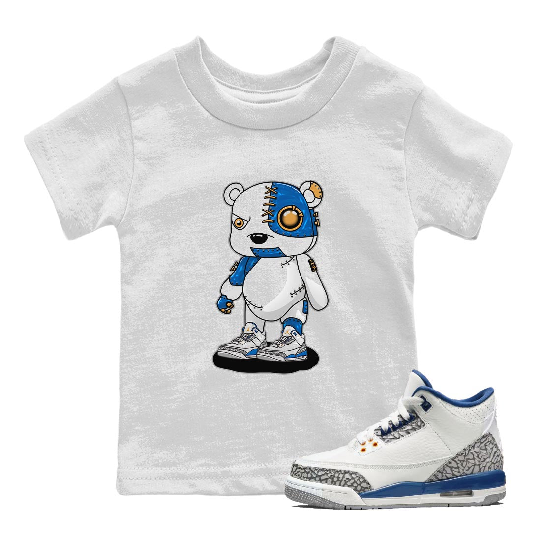 Air Jordan 3 Wizards Sneaker Match Tees Cyborg Bear Streetwear Sneaker Shirt Air Jordan 3 Wizards Sneaker Release Tees Kids Shirts White 1