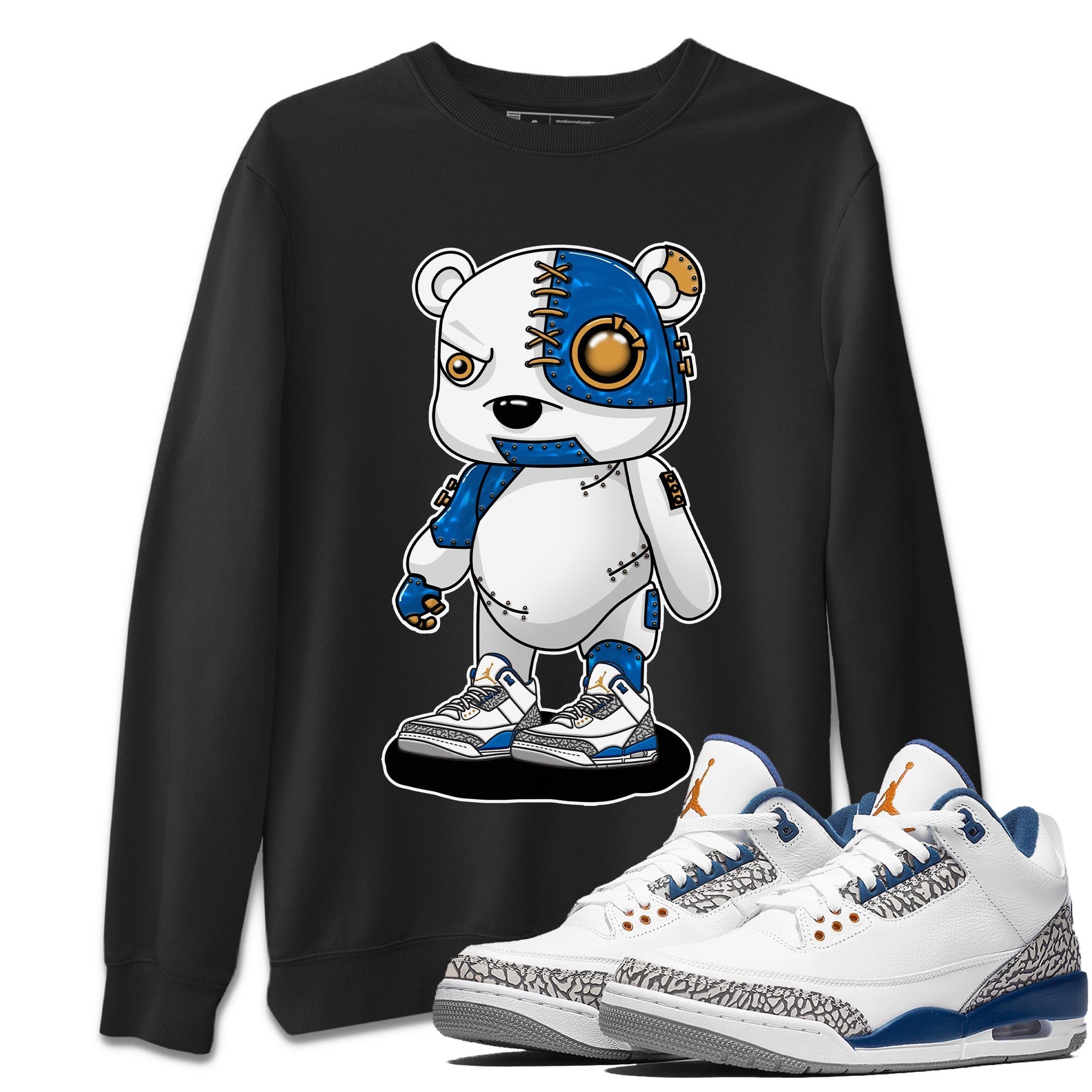 Air Jordan 3 Wizards Cyborg Bear Crew Neck Streetwear Sneaker Shirt Air Jordan 3 Wizards Sneaker T-Shirts Washing and Care Tip
