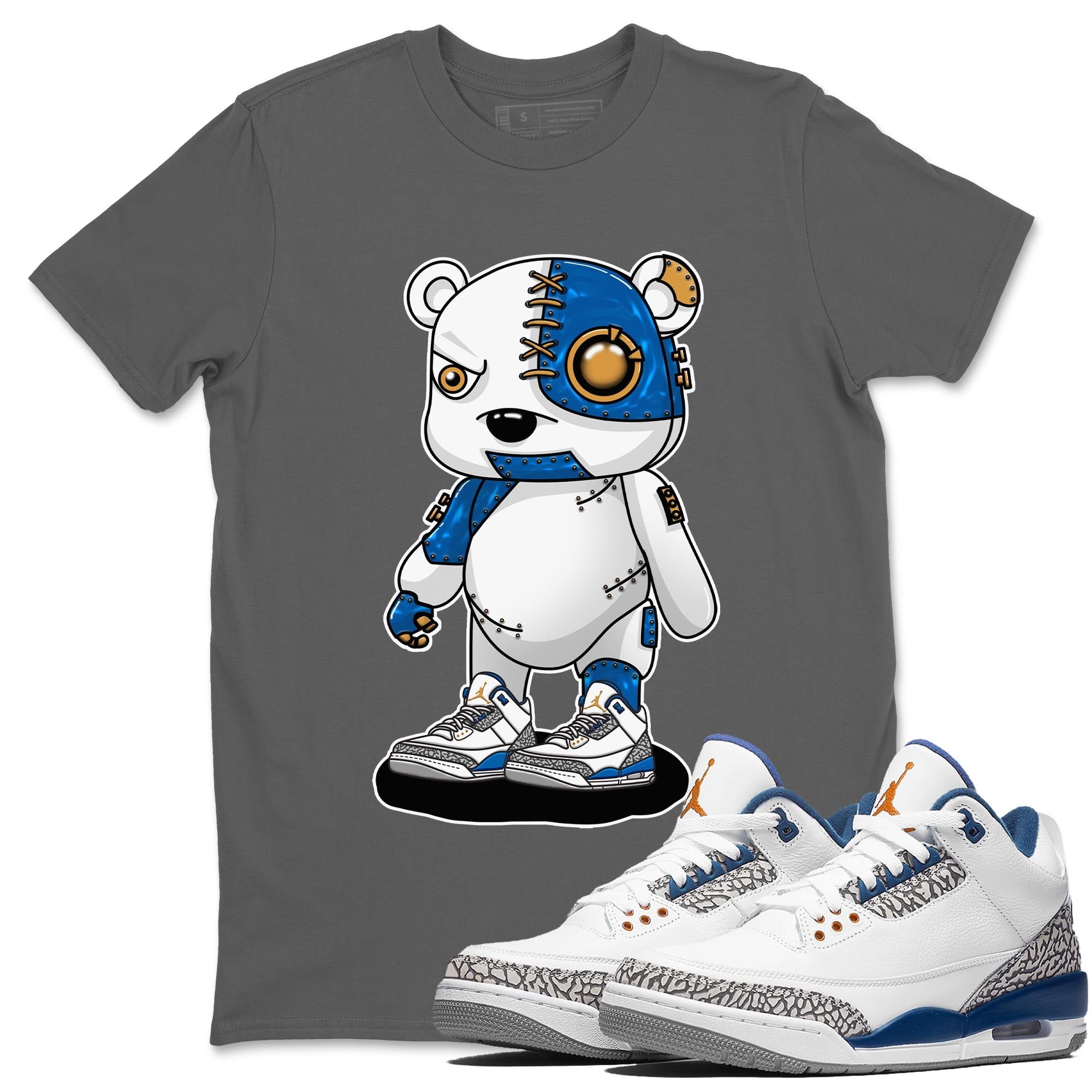 Air Jordan 3 Wizards Cyborg Bear Crew Neck Streetwear Sneaker Shirt Air Jordan 3 Wizards Sneaker T-Shirts Size Chart
