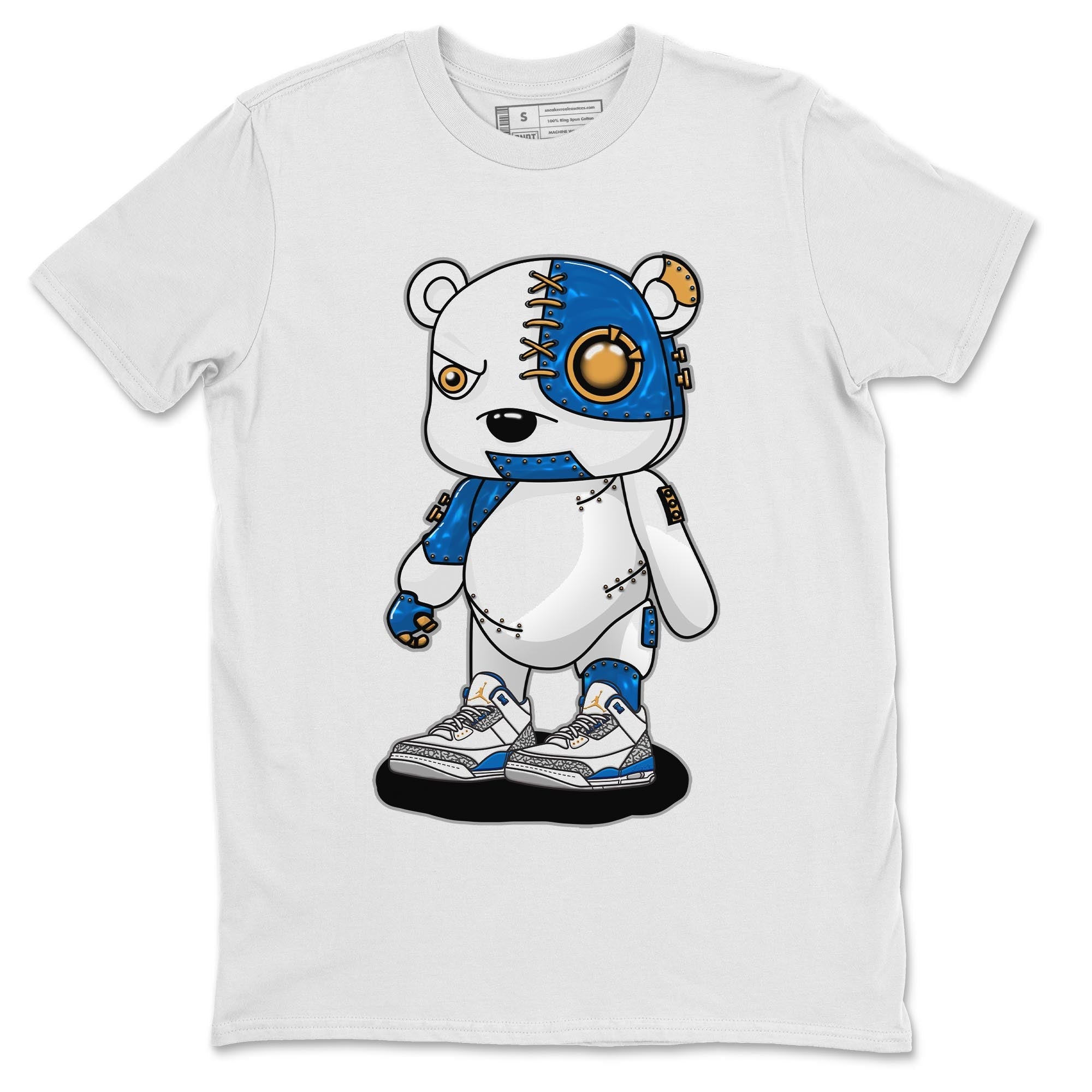 Air Jordan 3 Wizards Sneaker Match Tees Cyborg Bear Streetwear Sneaker Shirt Air Jordan 3 Wizards Sneaker Release Tees Unisex Shirts White 2