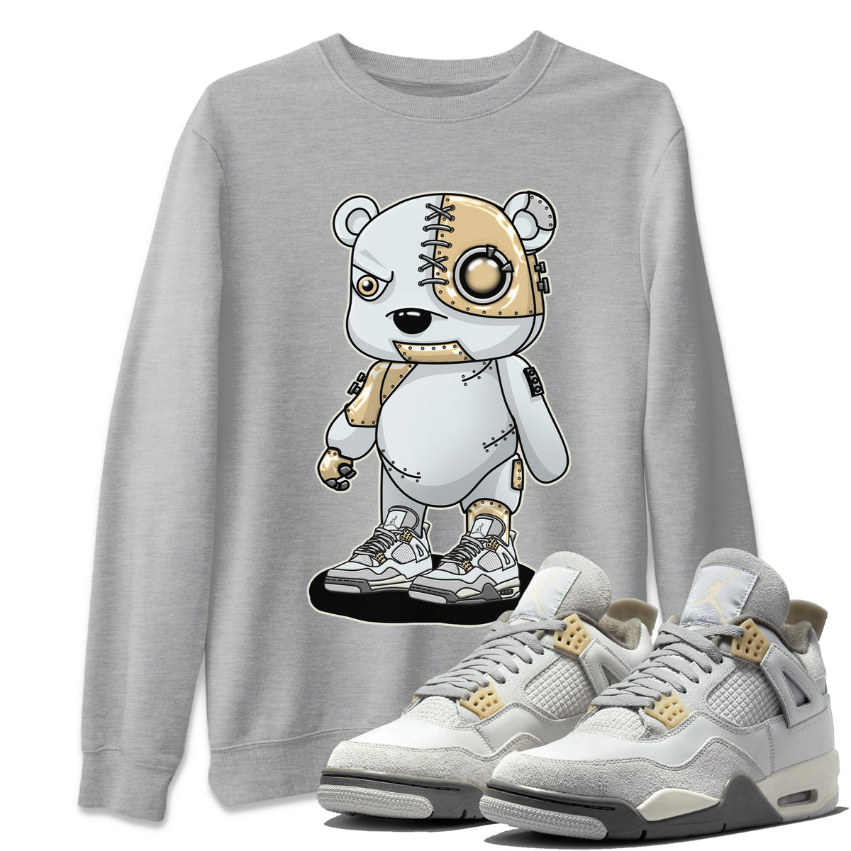 Jordan 4 Craft Sneaker Matching T-Shirt Cyborg Bear Sneaker Tees Jordan 4 Craft Sneaker Release Tees Crew Neck Tees
