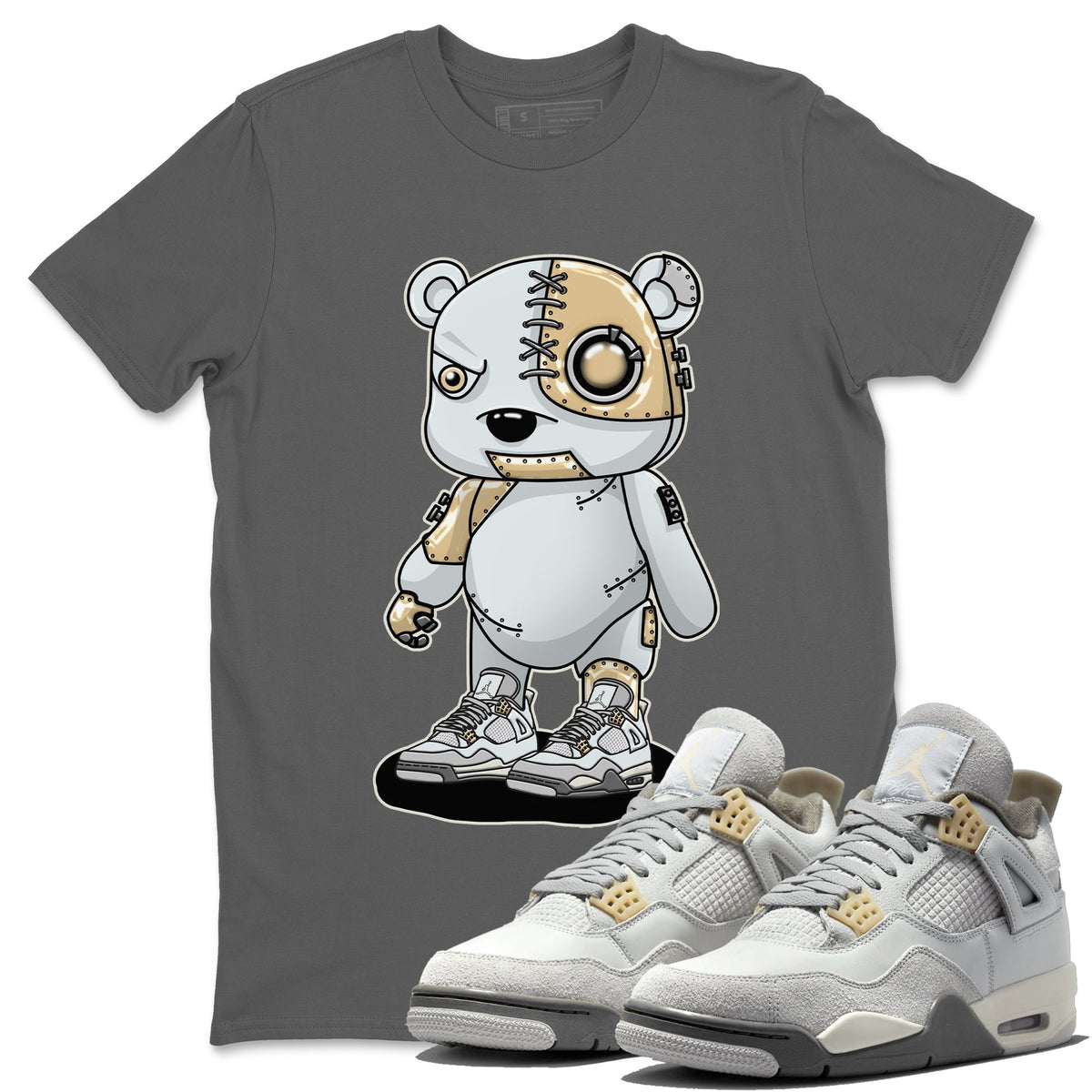 Jordan 4 Craft Sneaker Matching T-Shirt Cyborg Bear Sneaker Tees Jordan 4 Craft Sneaker Release Tees Crew Neck Tees