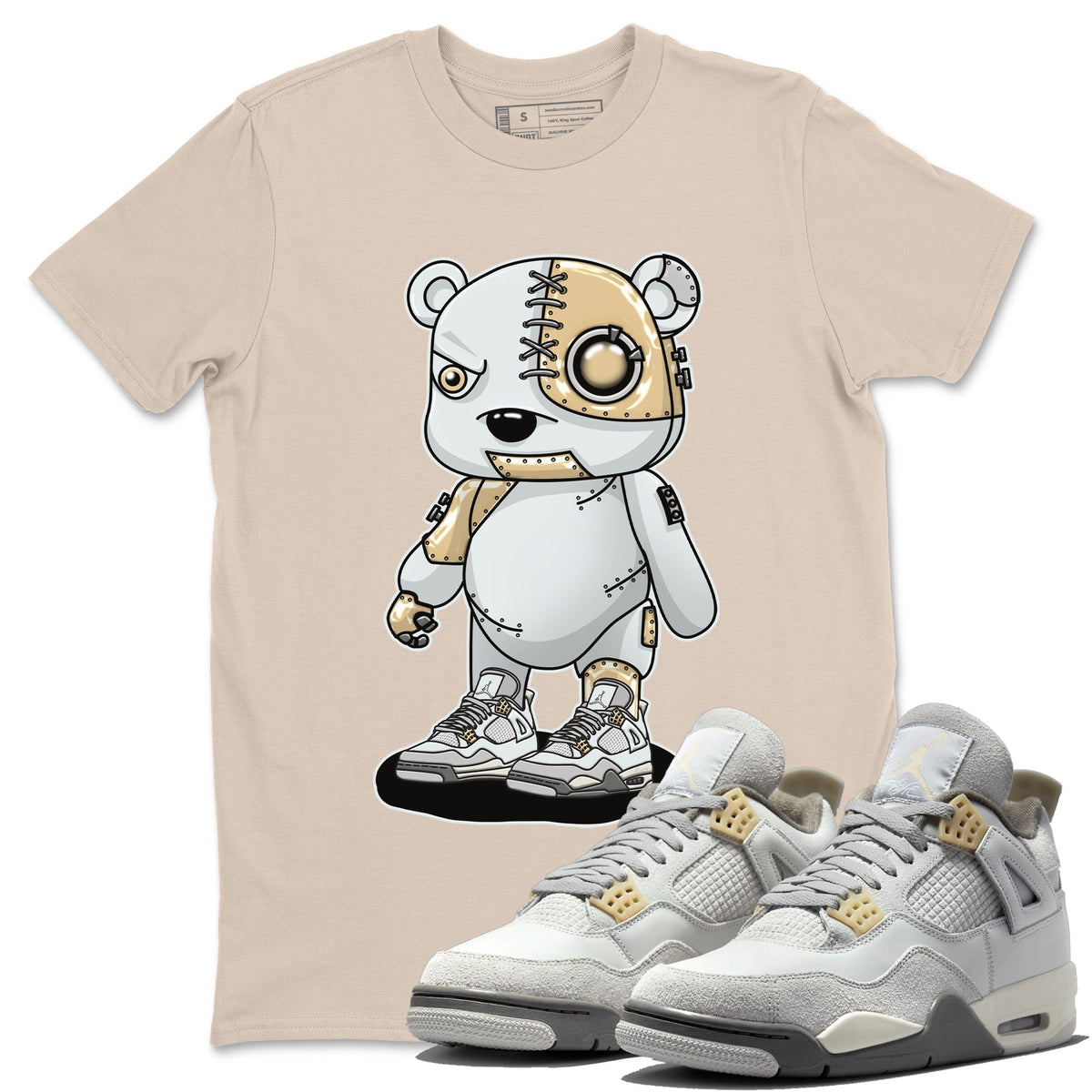 Jordan 4 Craft Sneaker Matching T-Shirt Cyborg Bear Sneaker Tees Jordan 4 Craft Sneaker Release Tees Crew Neck Tees