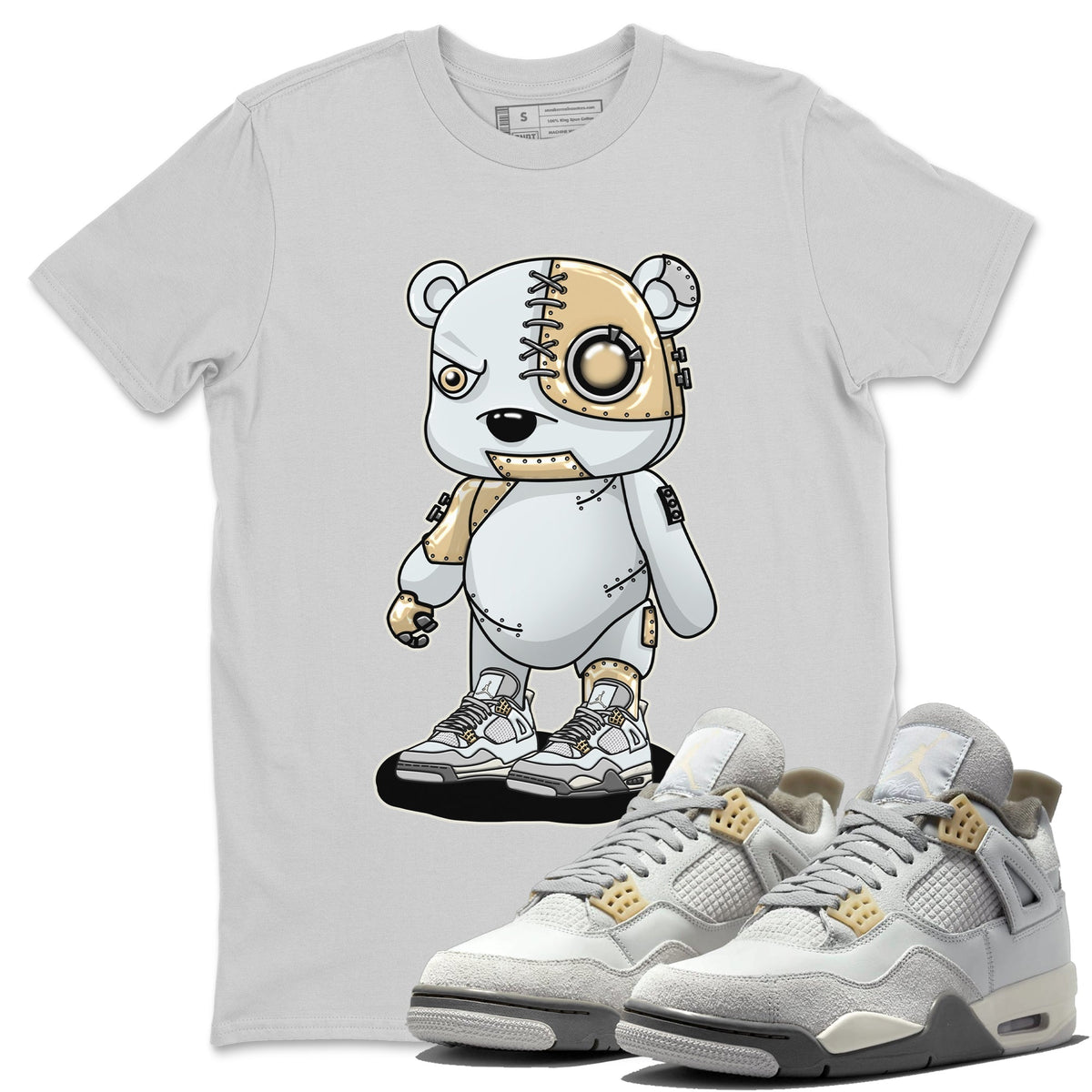Jordan 4 Craft Sneaker Matching T-Shirt Cyborg Bear Sneaker Tees Jordan 4 Craft Sneaker Release Tees Crew Neck Tees