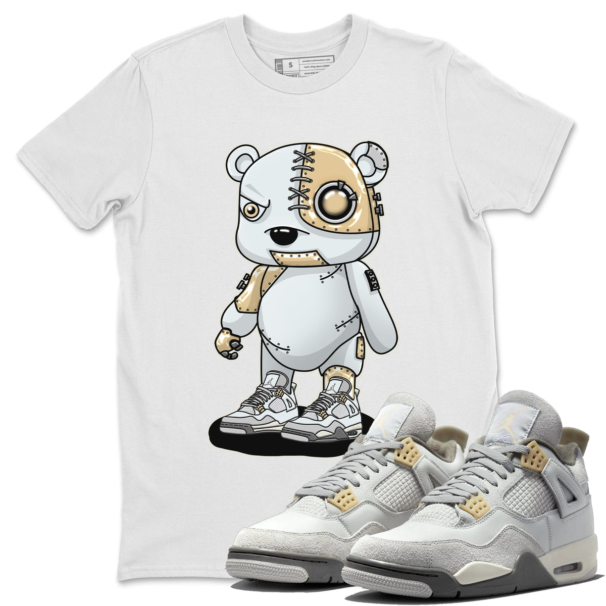 Jordan 4 Craft Sneaker Matching T-Shirt Cyborg Bear Sneaker Tees Jordan 4 Craft Sneaker Release Tees Crew Neck Tees