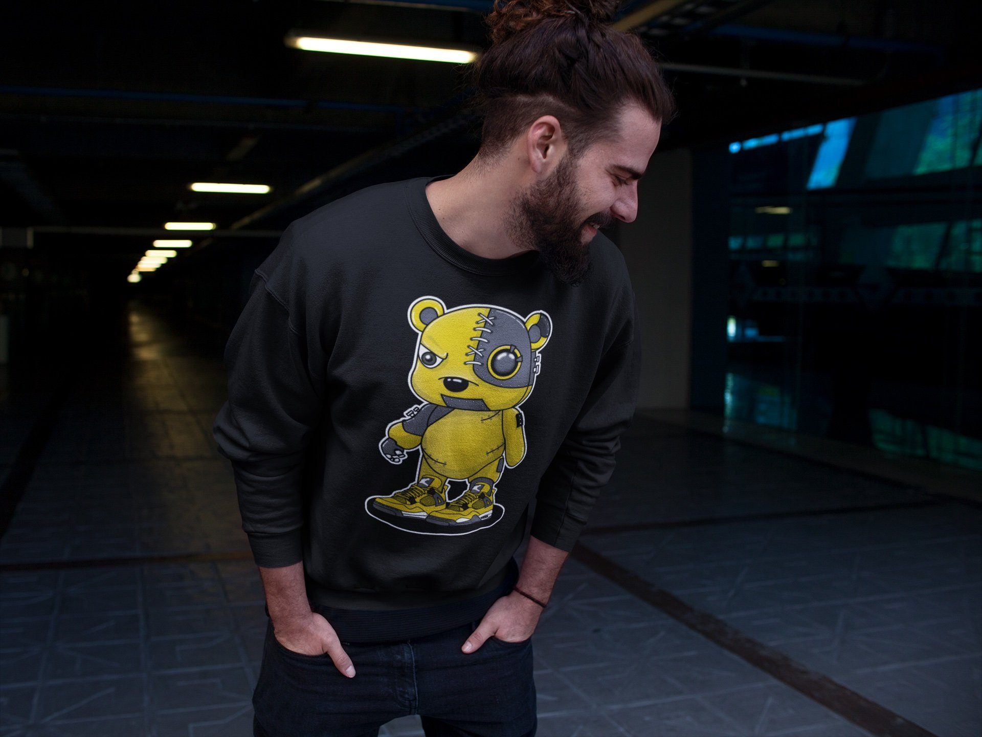 Jordan 4 Lightning Shirt To Match Jordans Cyborg Bear Sneaker Tees Jordan 4 Lightning Drip Gear Zone Sneaker Matching Clothing Unisex Shirts