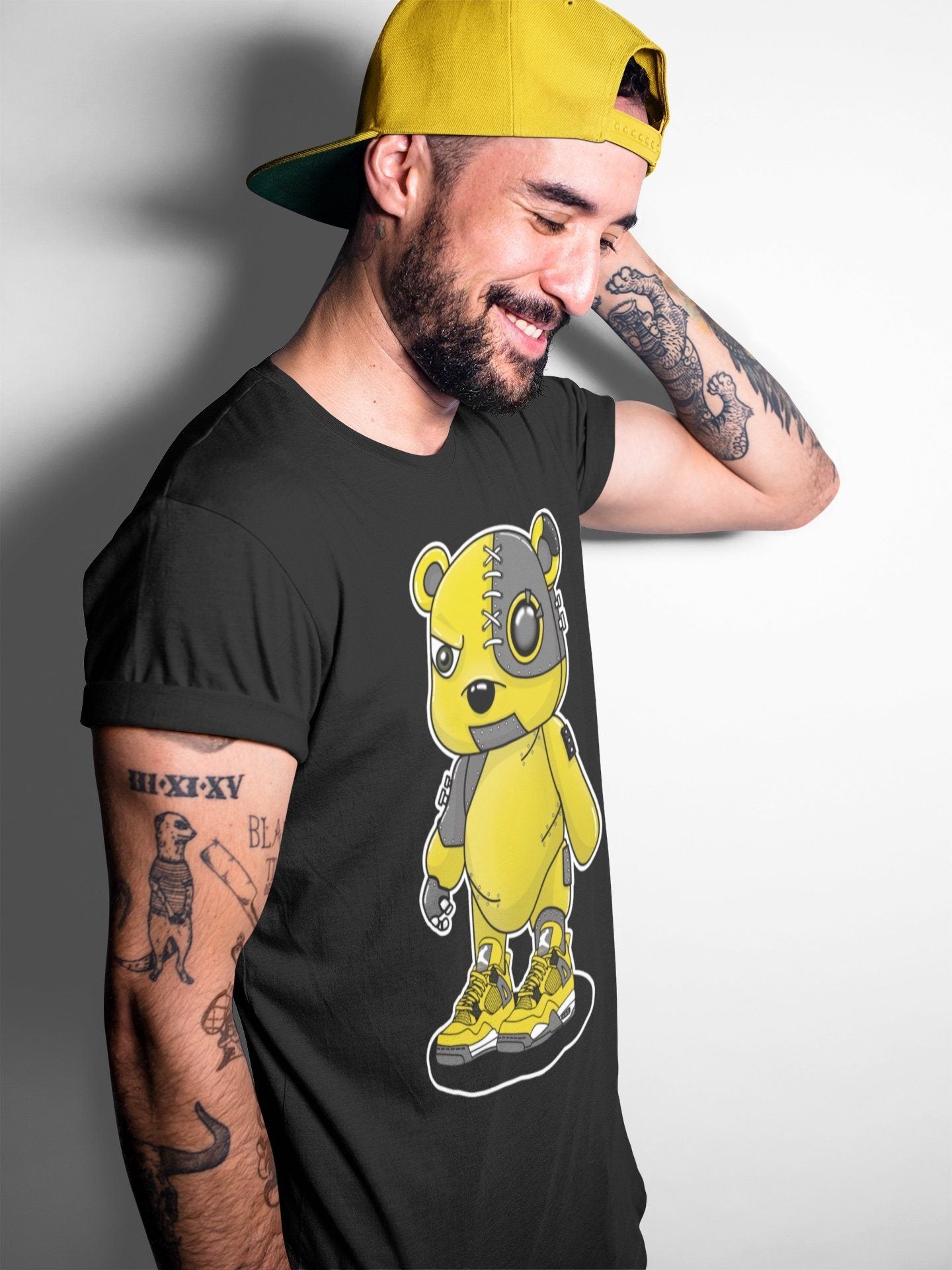 Jordan 4 Lightning Shirt To Match Jordans Cyborg Bear Sneaker Tees Jordan 4 Lightning Drip Gear Zone Sneaker Matching Clothing Unisex Shirts