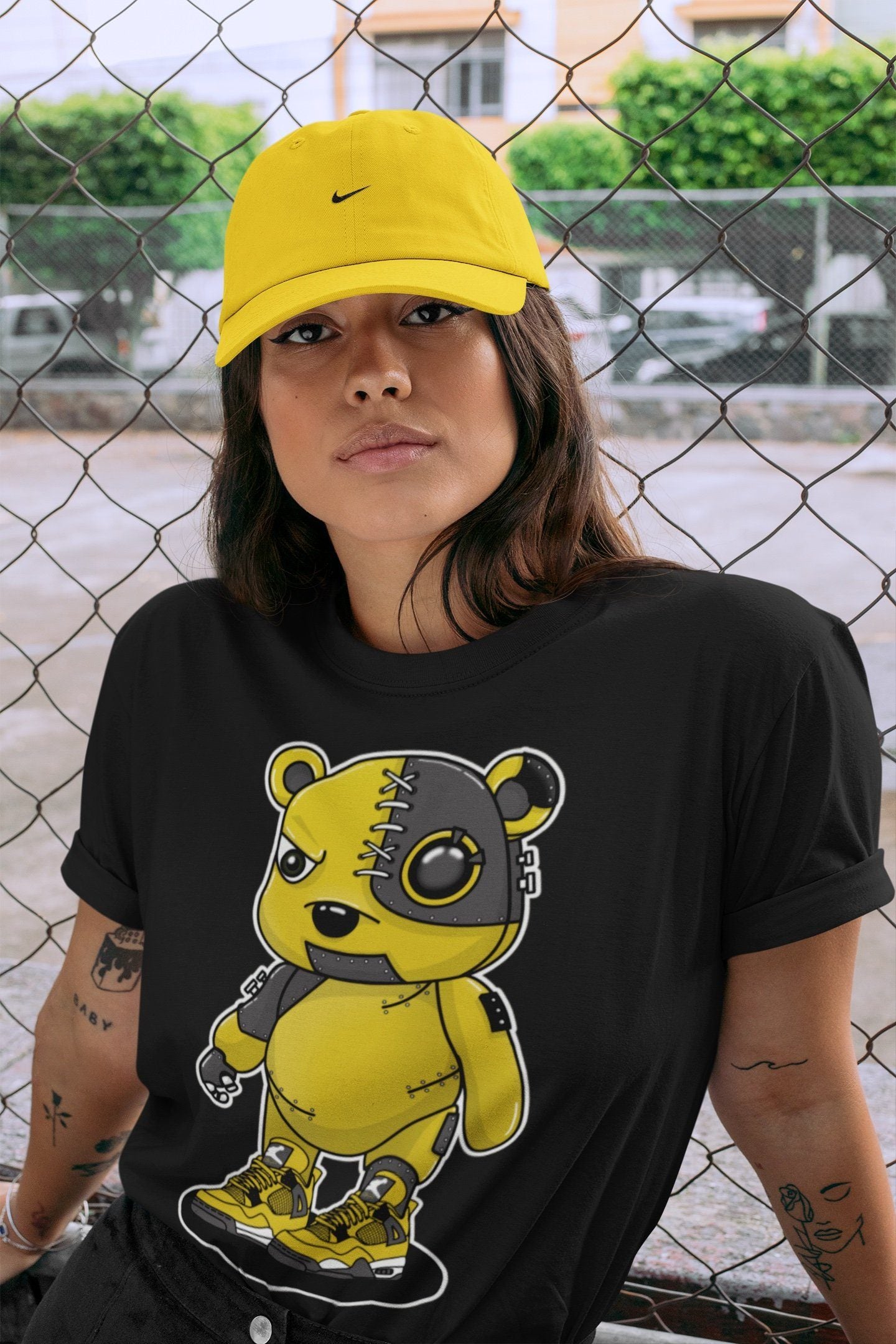 Jordan 4 Lightning Shirt To Match Jordans Cyborg Bear Sneaker Tees Jordan 4 Lightning Drip Gear Zone Sneaker Matching Clothing Unisex Shirts