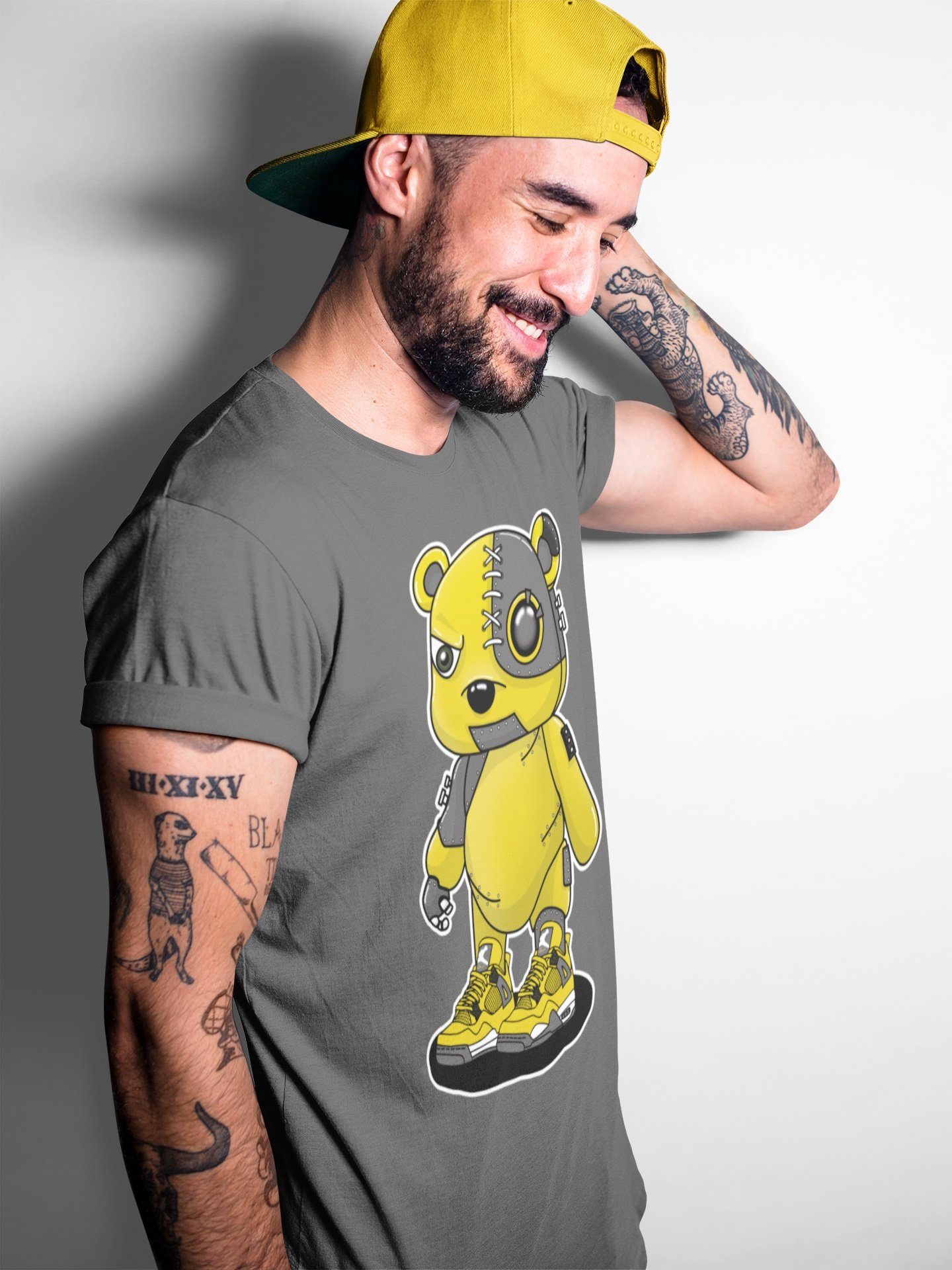 Jordan 4 Lightning Shirt To Match Jordans Cyborg Bear Sneaker Tees Jordan 4 Lightning Drip Gear Zone Sneaker Matching Clothing Unisex Shirts