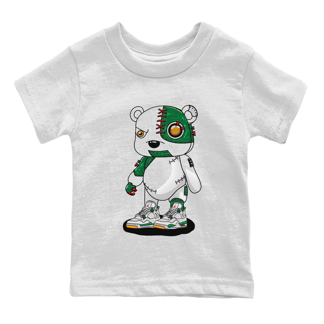 Air Jordan 4 Pine Green Sneaker Match Tees Cyborg Bear Streetwear Sneaker Shirt AJ 4s Pine Green Sneaker Release Tees Kids Shirts White 2