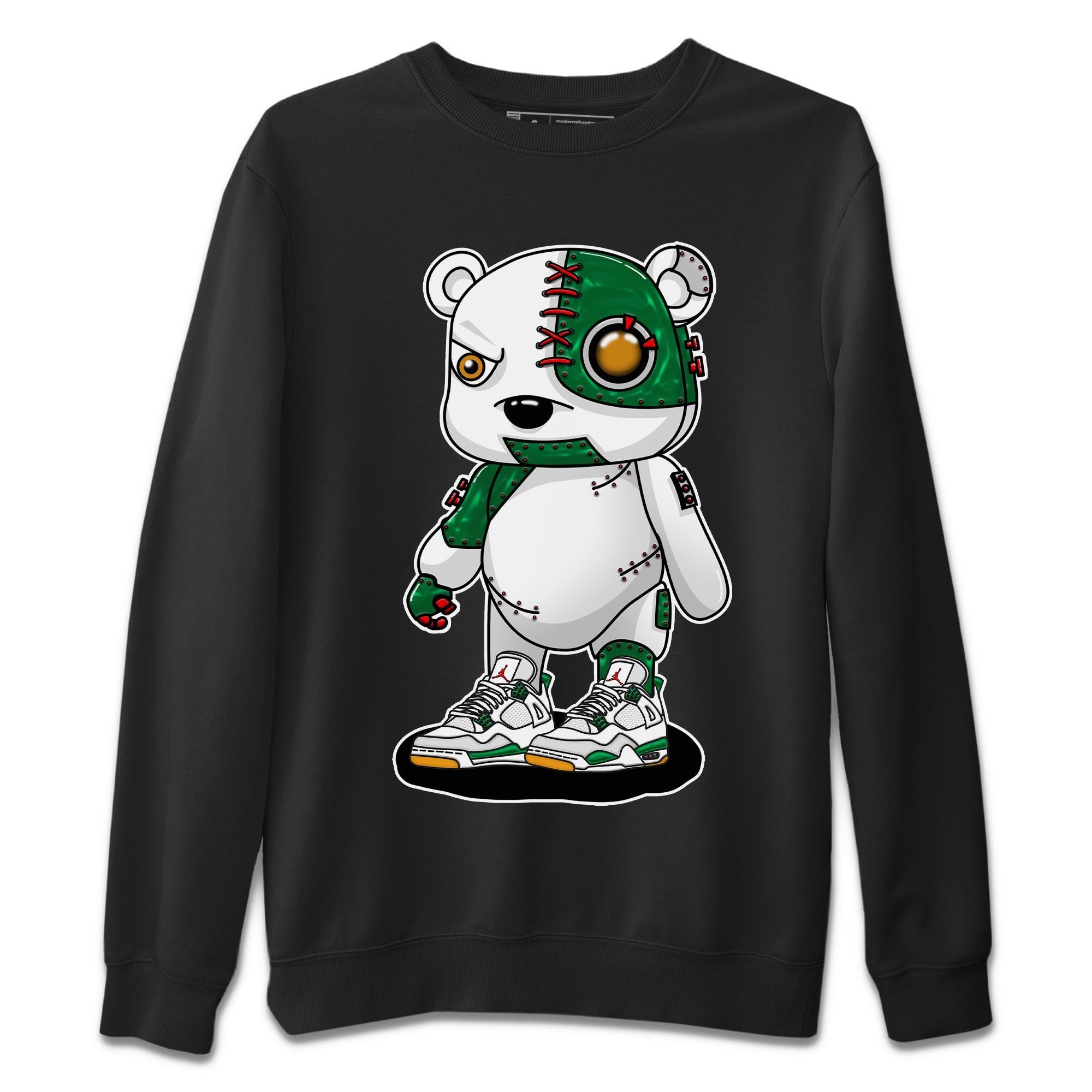 Air Jordan 4 Pine Green Sneaker Match Tees Cyborg Bear Streetwear Sneaker Shirt AJ 4s Pine Green Sneaker Release Tees Unisex Shirts Black 2
