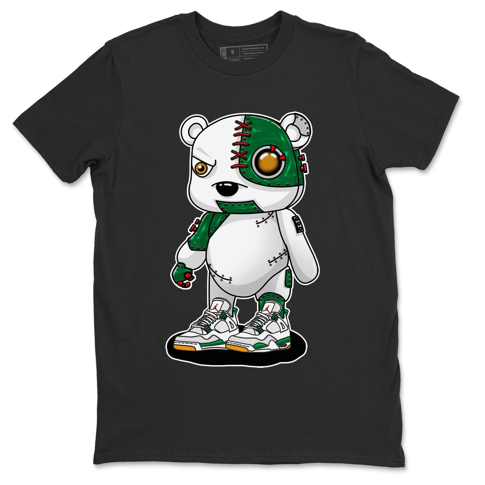 Air Jordan 4 Pine Green Sneaker Match Tees Cyborg Bear Streetwear Sneaker Shirt AJ 4s Pine Green Sneaker Release Tees Unisex Shirts Black 2