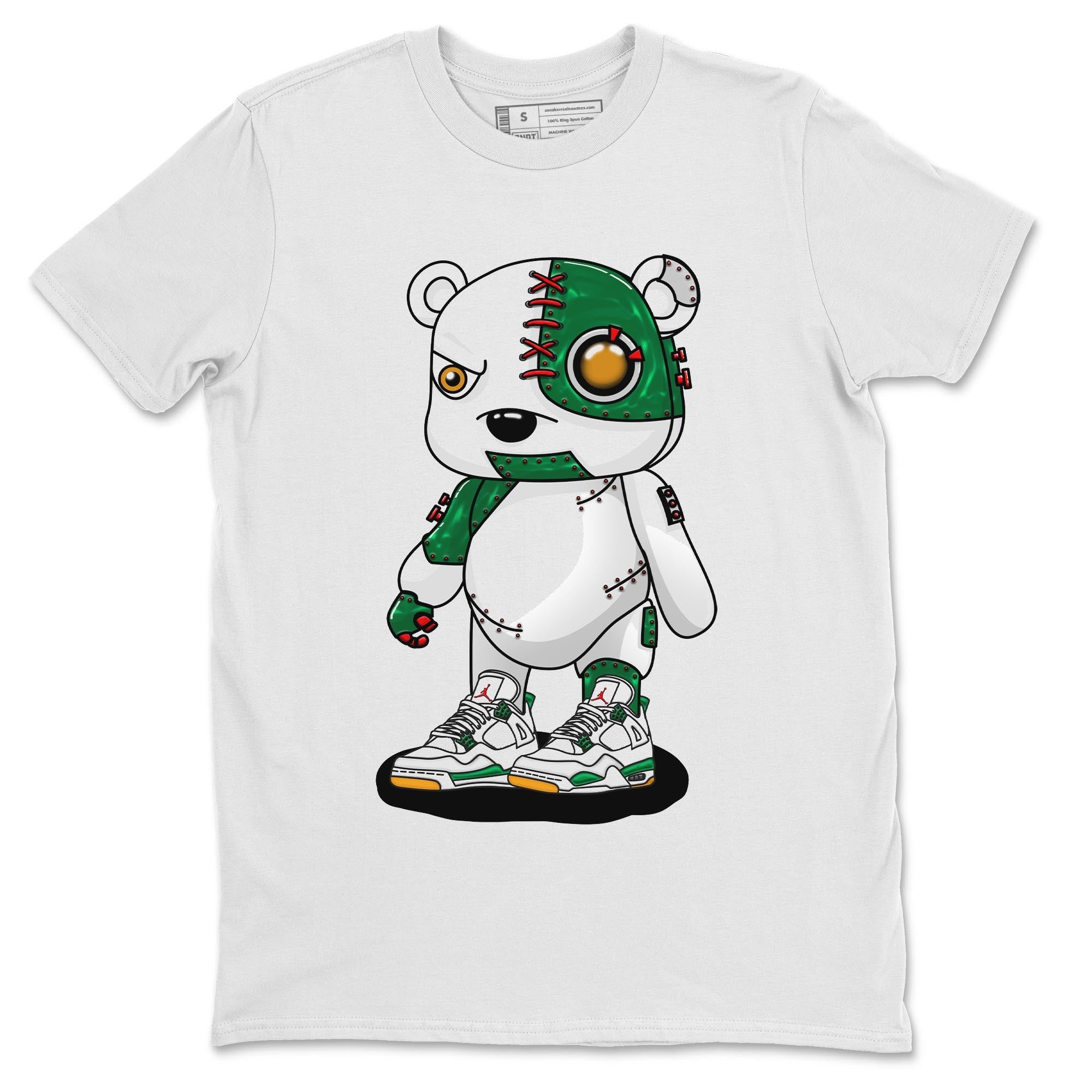 Air Jordan 4 Pine Green Sneaker Match Tees Cyborg Bear Streetwear Sneaker Shirt AJ 4s Pine Green Sneaker Release Tees Unisex Shirts White 2