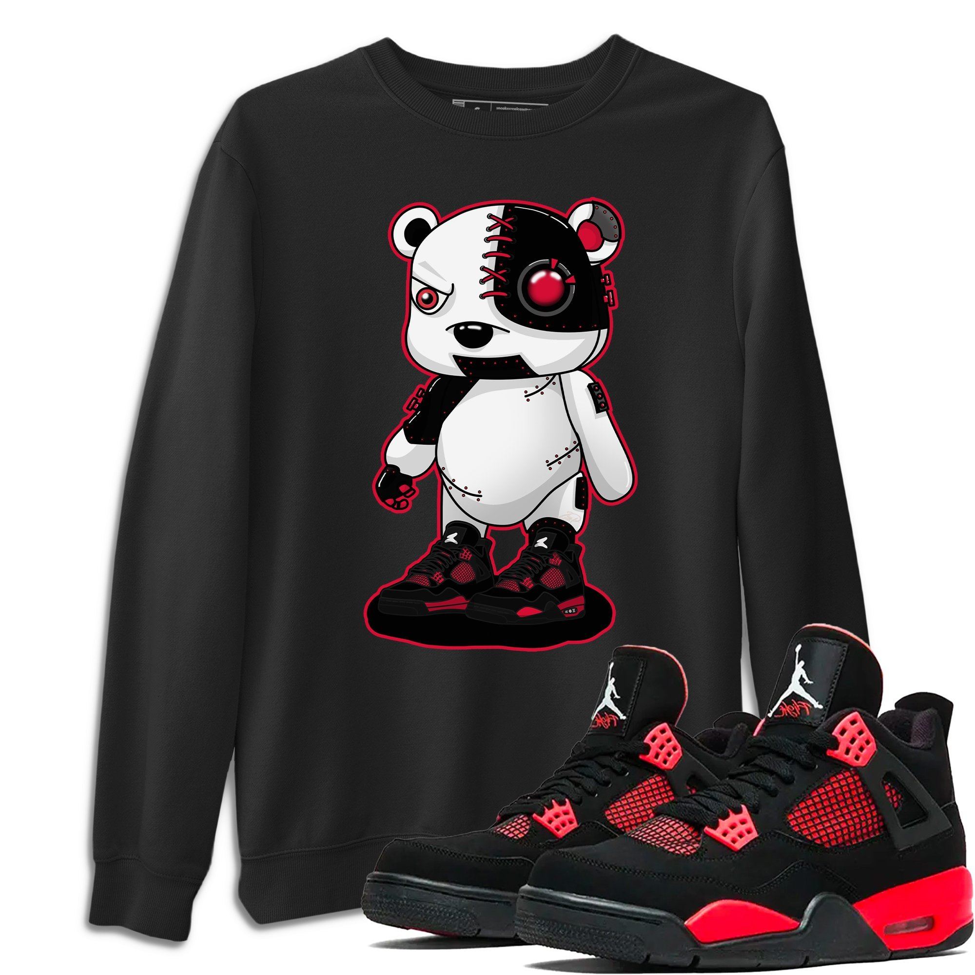 Jordan 4 Red Thunder Shirt To Match Jordans Cyborg Bear Sneaker Tees Jordan 4 Red Thunder Drip Gear Zone Sneaker Matching Clothing Unisex Shirts