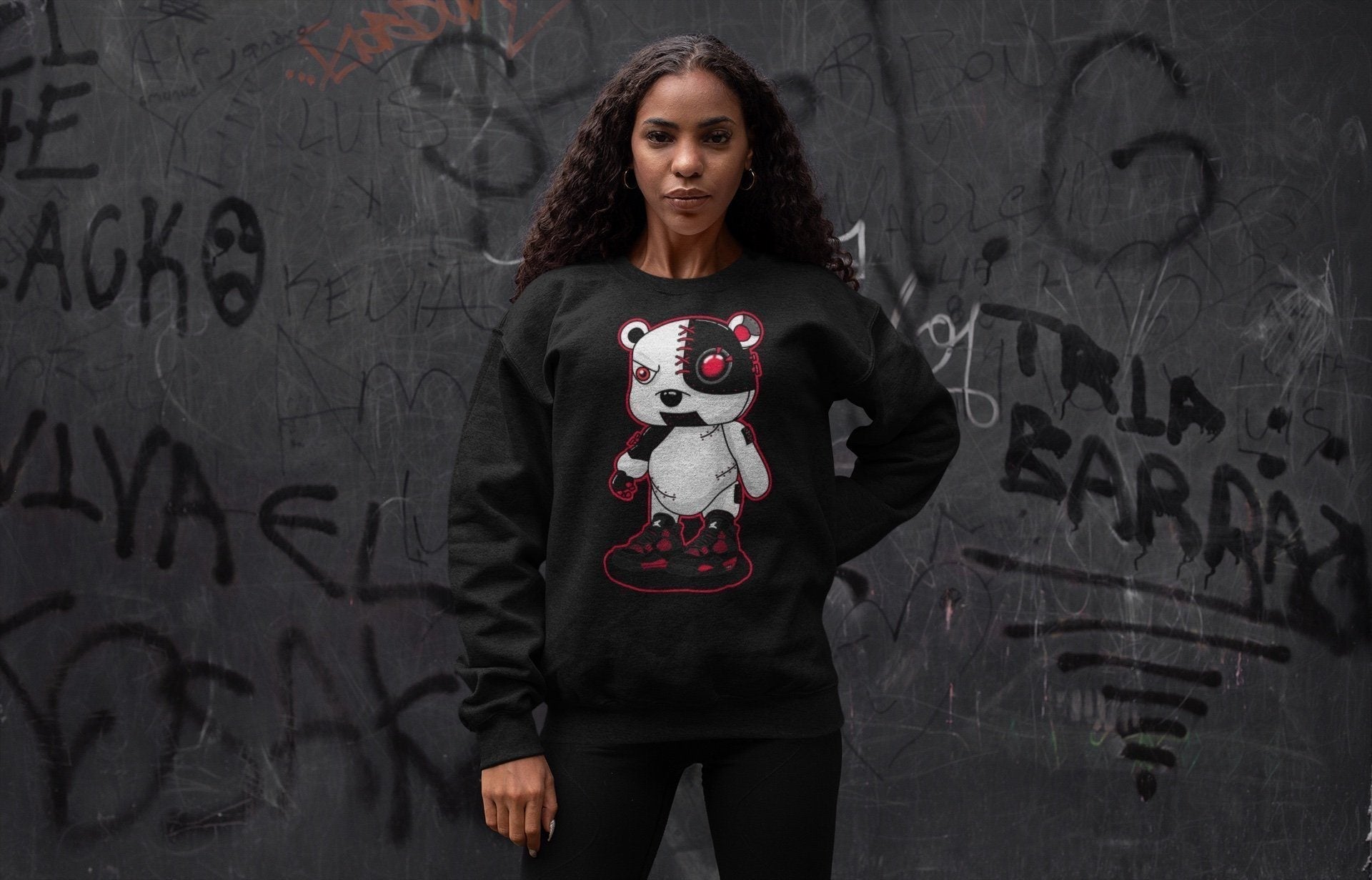 Jordan 4 Red Thunder Shirt To Match Jordans Cyborg Bear Sneaker Tees Jordan 4 Red Thunder Drip Gear Zone Sneaker Matching Clothing Unisex Shirts