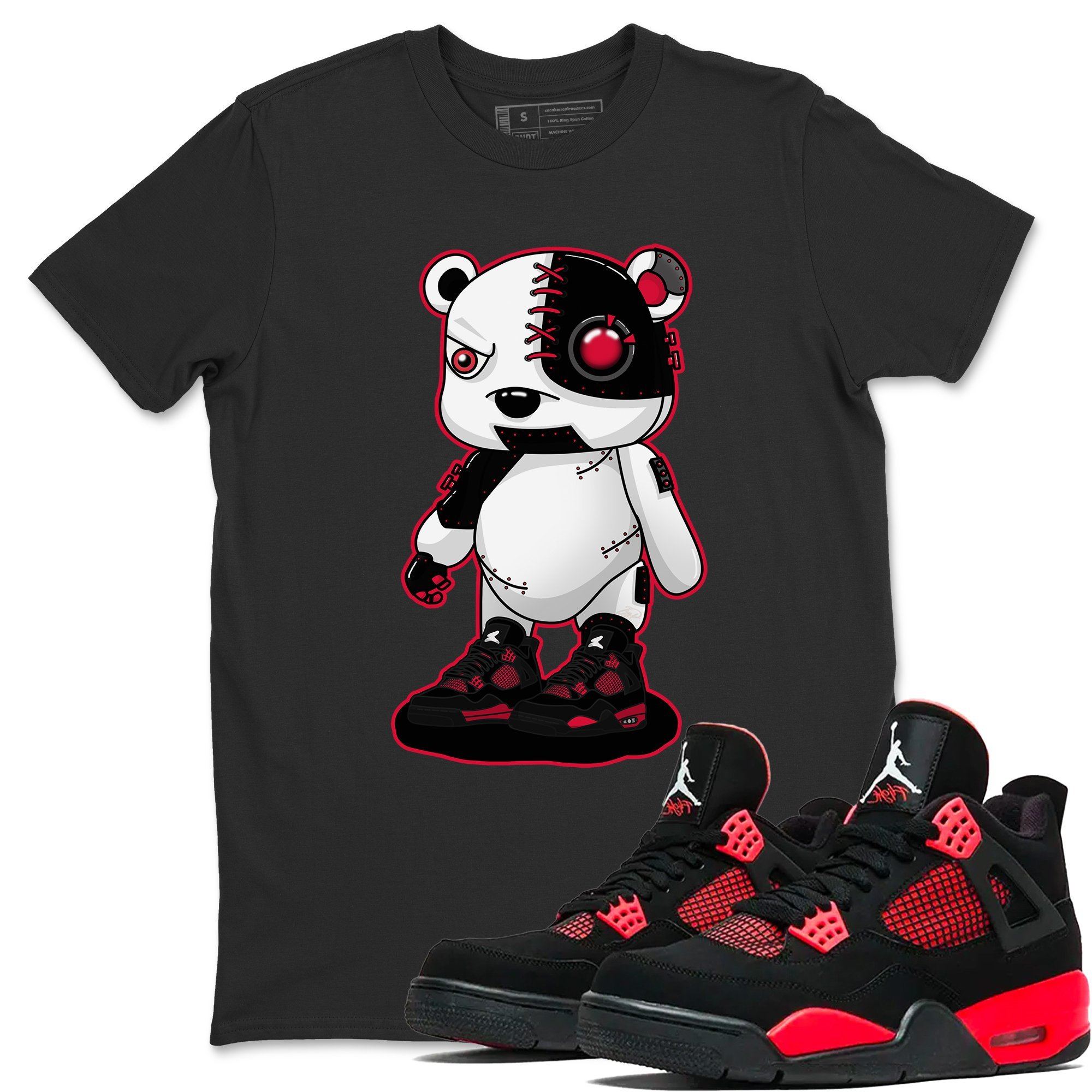 Jordan 4 Red Thunder Shirt To Match Jordans Cyborg Bear Sneaker Tees Jordan 4 Red Thunder Drip Gear Zone Sneaker Matching Clothing Unisex Shirts