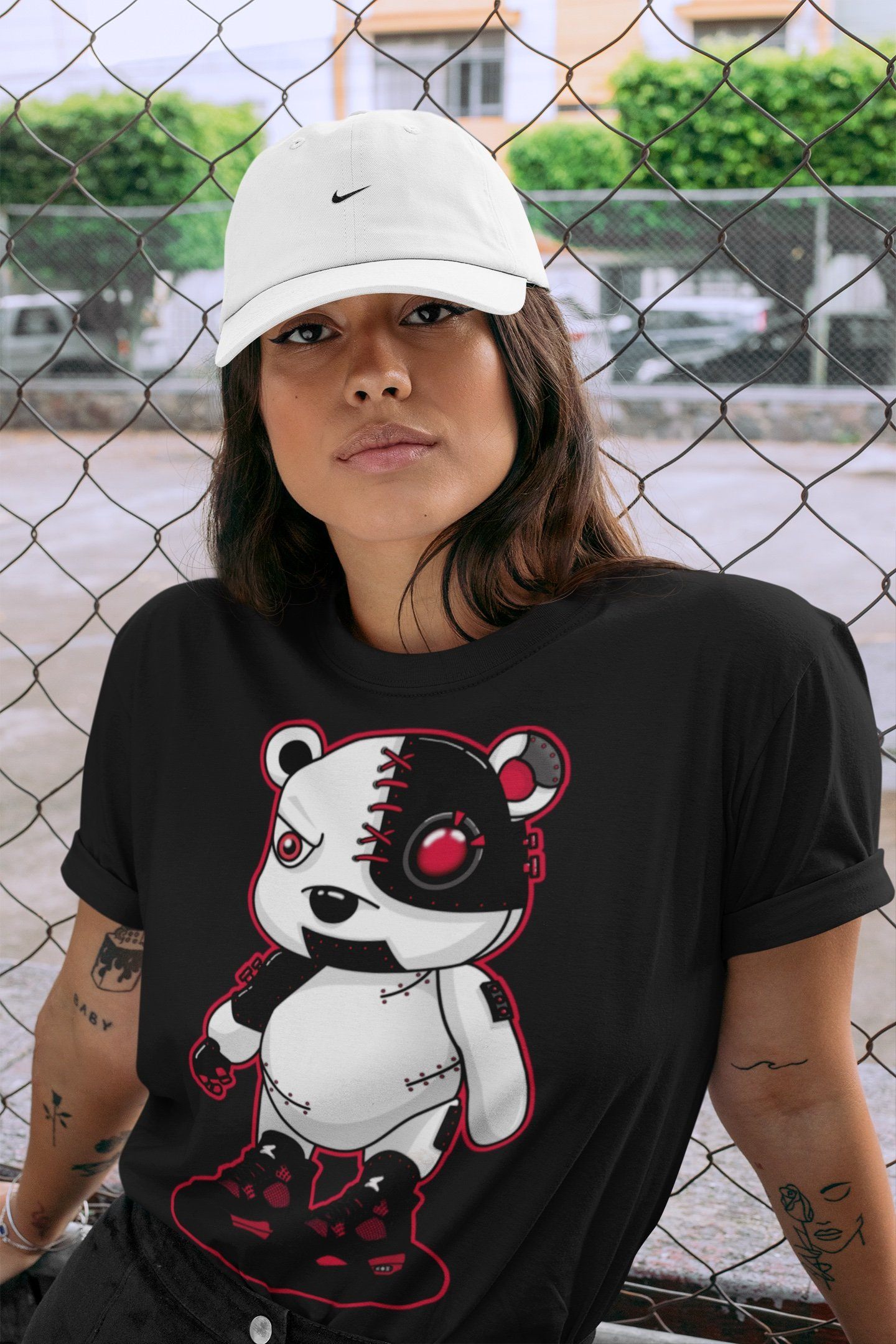 Jordan 4 Red Thunder Shirt To Match Jordans Cyborg Bear Sneaker Tees Jordan 4 Red Thunder Drip Gear Zone Sneaker Matching Clothing Unisex Shirts