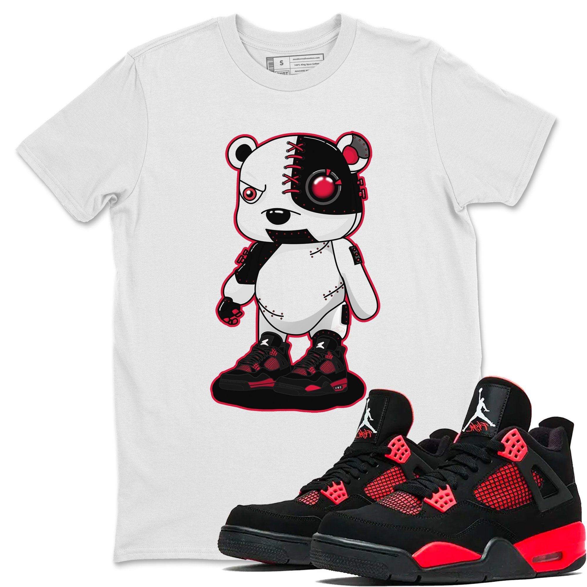 Jordan 4 Red Thunder Shirt To Match Jordans Cyborg Bear Sneaker Tees Jordan 4 Red Thunder Drip Gear Zone Sneaker Matching Clothing Unisex Shirts
