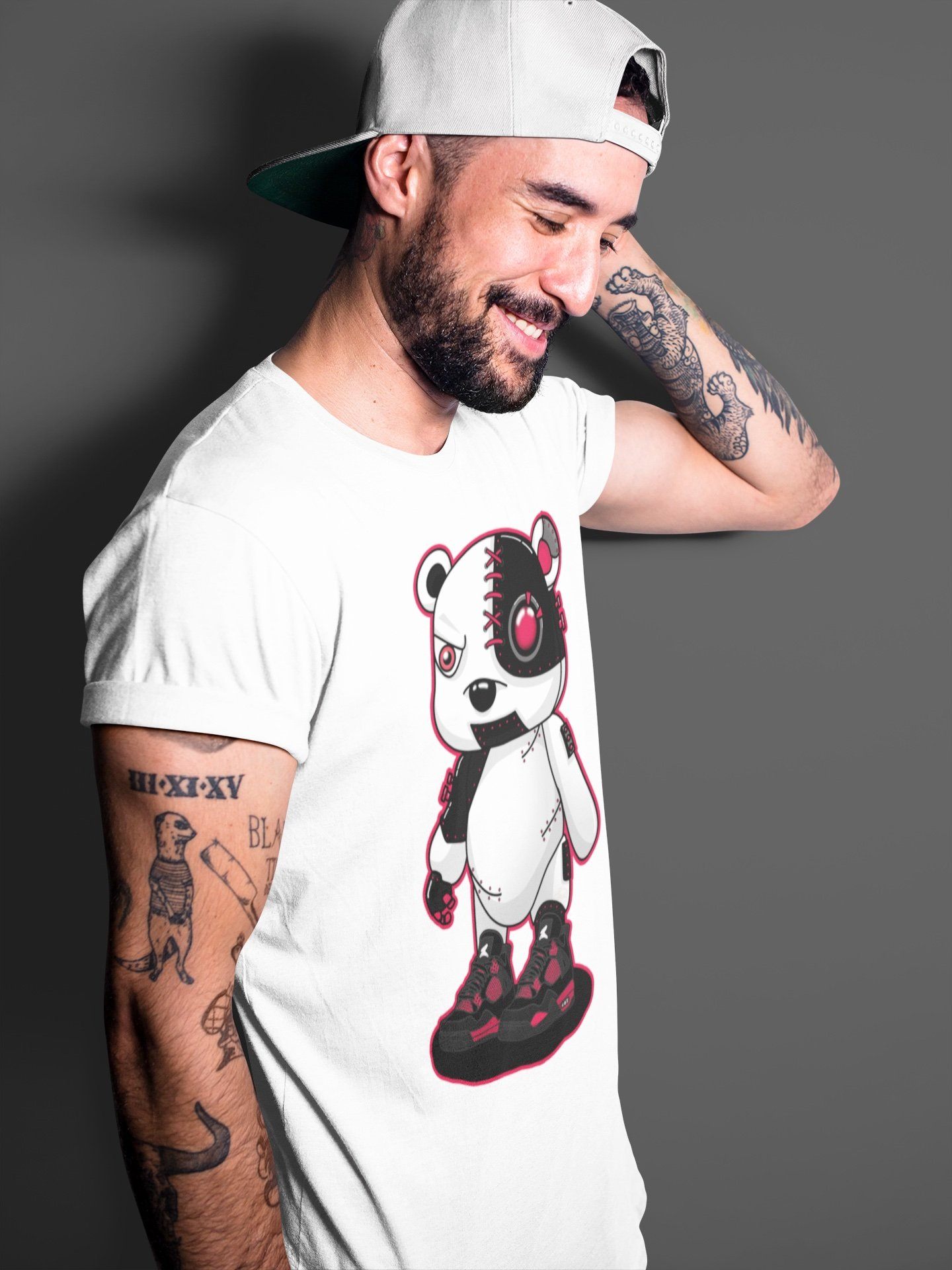 Jordan 4 Red Thunder Shirt To Match Jordans Cyborg Bear Sneaker Tees Jordan 4 Red Thunder Drip Gear Zone Sneaker Matching Clothing Unisex Shirts