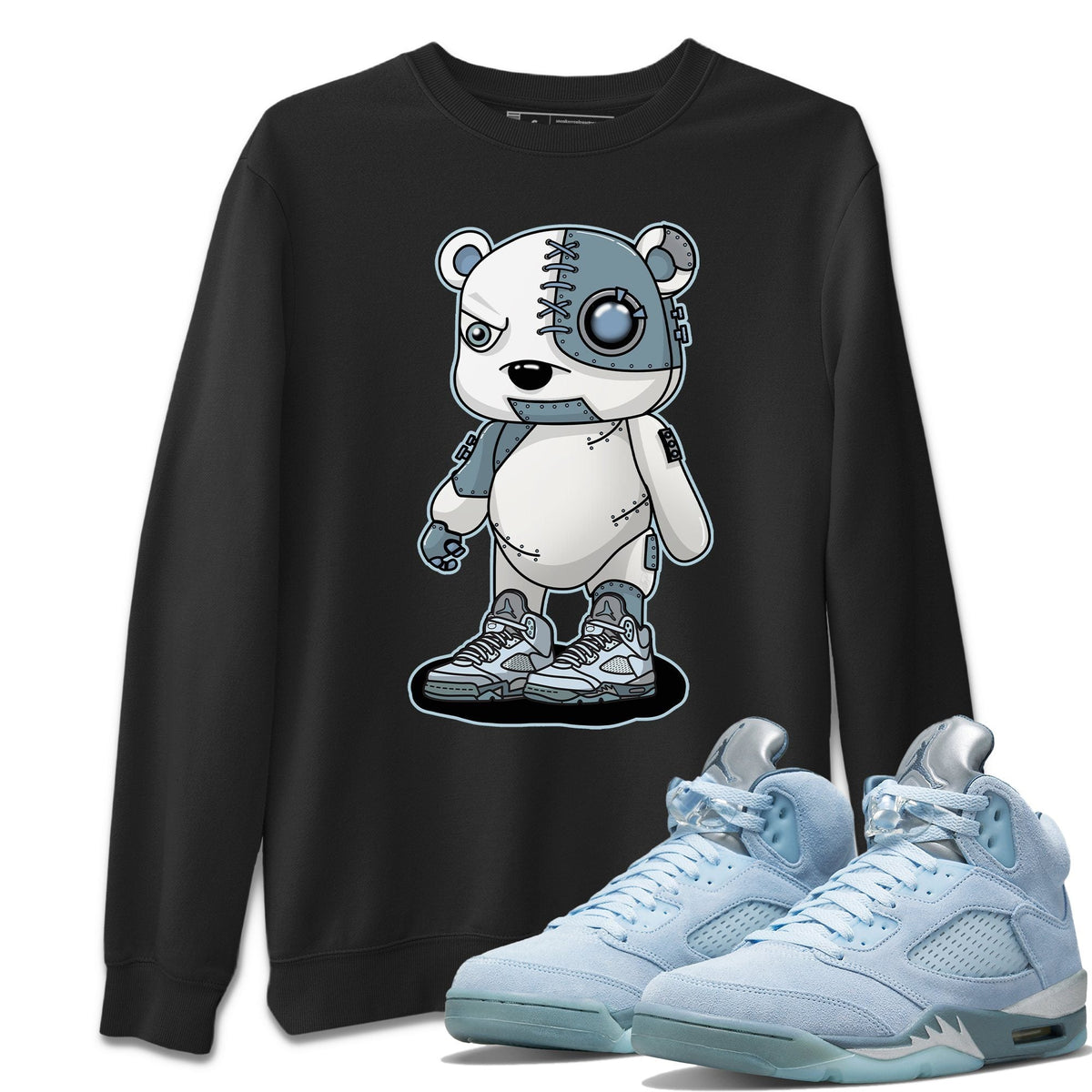 Jordan 5 Blue Bird Shirt To Match Jordans Cyborg Bear Sneaker Tees Jordan 5 Blue Bird Drip Gear Zone Sneaker Matching Clothing Unisex Shirts
