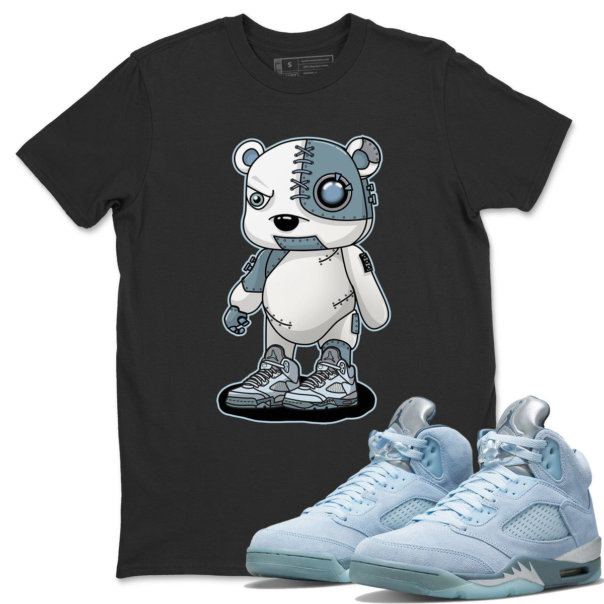 Jordan 5 Blue Bird Shirt To Match Jordans Cyborg Bear Sneaker Tees Jordan 5 Blue Bird Drip Gear Zone Sneaker Matching Clothing Unisex Shirts
