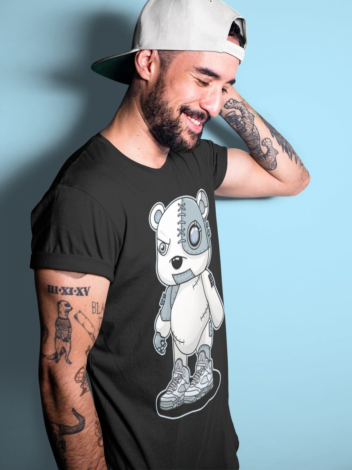 Jordan 5 Blue Bird Shirt To Match Jordans Cyborg Bear Sneaker Tees Jordan 5 Blue Bird Drip Gear Zone Sneaker Matching Clothing Unisex Shirts