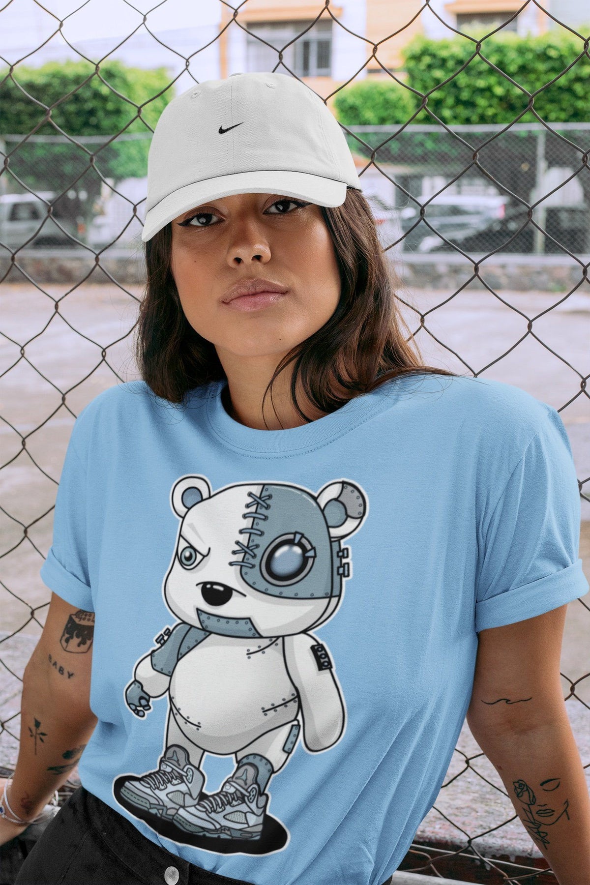 Jordan 5 Blue Bird Shirt To Match Jordans Cyborg Bear Sneaker Tees Jordan 5 Blue Bird Drip Gear Zone Sneaker Matching Clothing Unisex Shirts