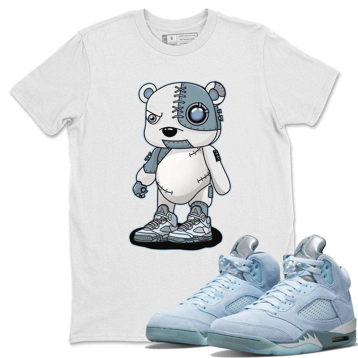 Jordan 5 Blue Bird Shirt To Match Jordans Cyborg Bear Sneaker Tees Jordan 5 Blue Bird Drip Gear Zone Sneaker Matching Clothing Unisex Shirts