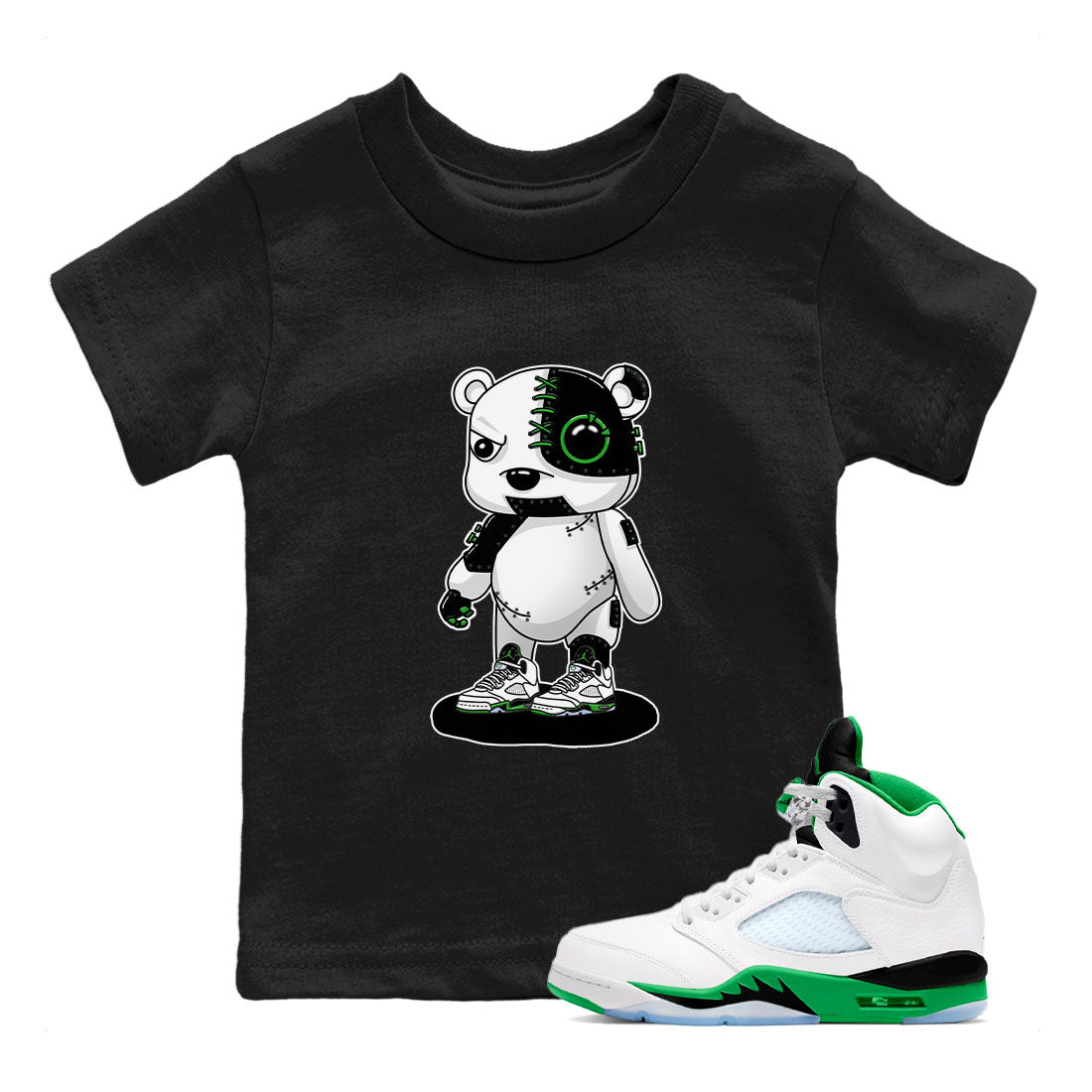 5s Lucky Green shirt to match jordans Cyborg Bear sneaker tees Air Jordan 5 Lucky Green Drip Gear Zone baby toddler Black 1 cotton Shirt