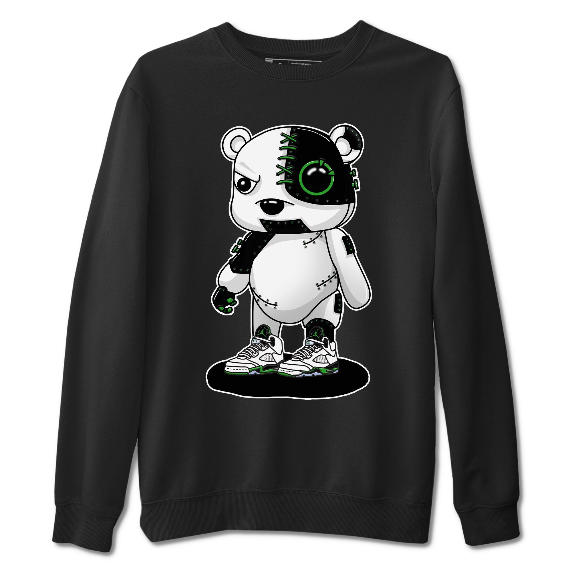 5s Lucky Green shirt to match jordans Cyborg Bear sneaker tees Air Jordan 5 Lucky Green Drip Gear Zone unisex cotton Black 2 crew neck shirt
