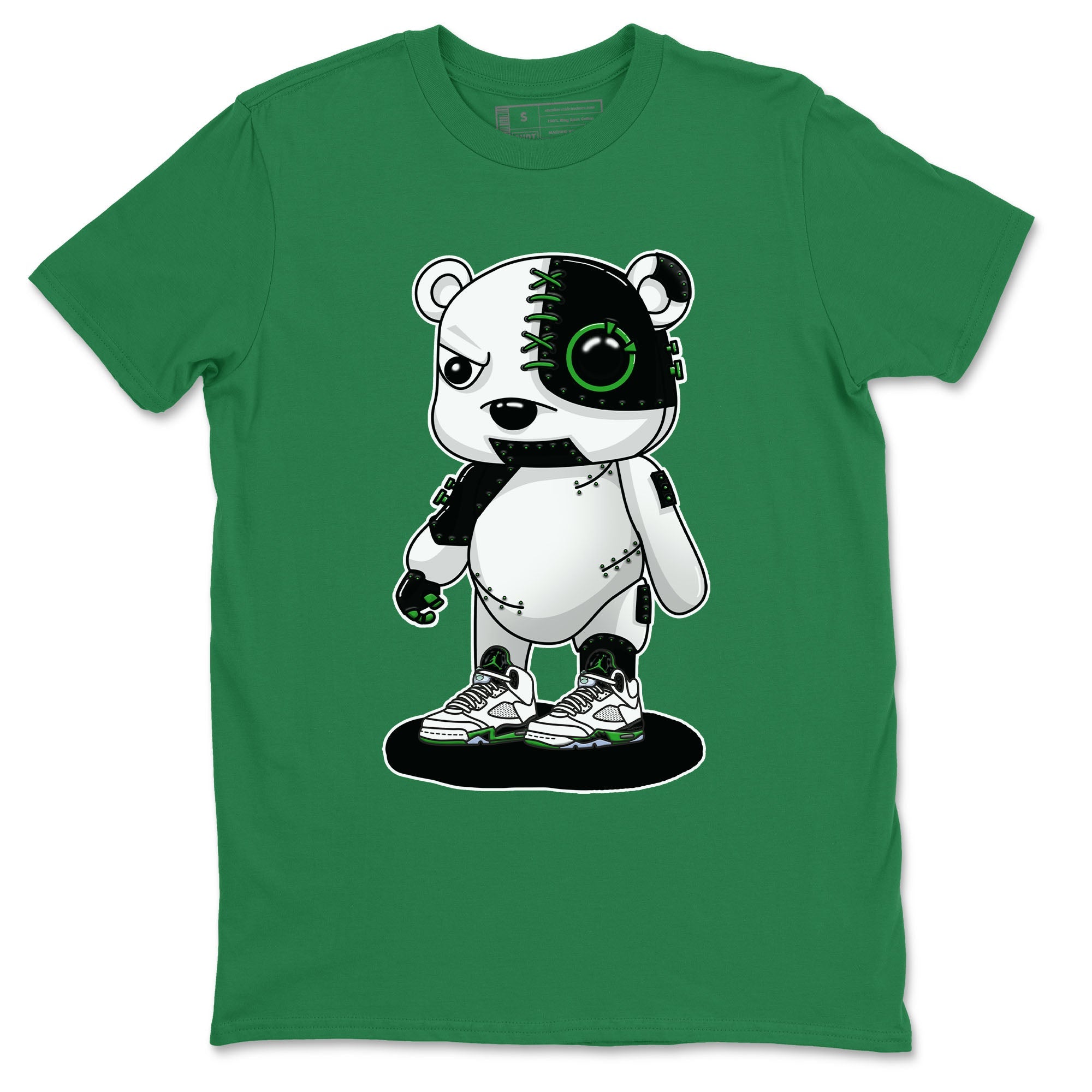 5s Lucky Green shirt to match jordans Cyborg Bear sneaker tees Air Jordan 5 Lucky Green Drip Gear Zone unisex cotton Kelly Green 2 crew neck shirt