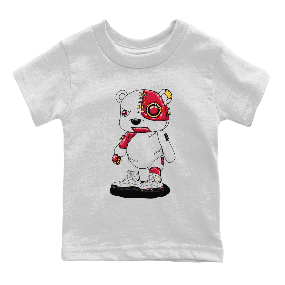 Jordan 7 Cardinal Shirt To Match Jordans Cyborg Bear Sneaker Tees Jordan 7 Cardinal Drip Gear Zone Sneaker Matching Clothing Kids Shirts