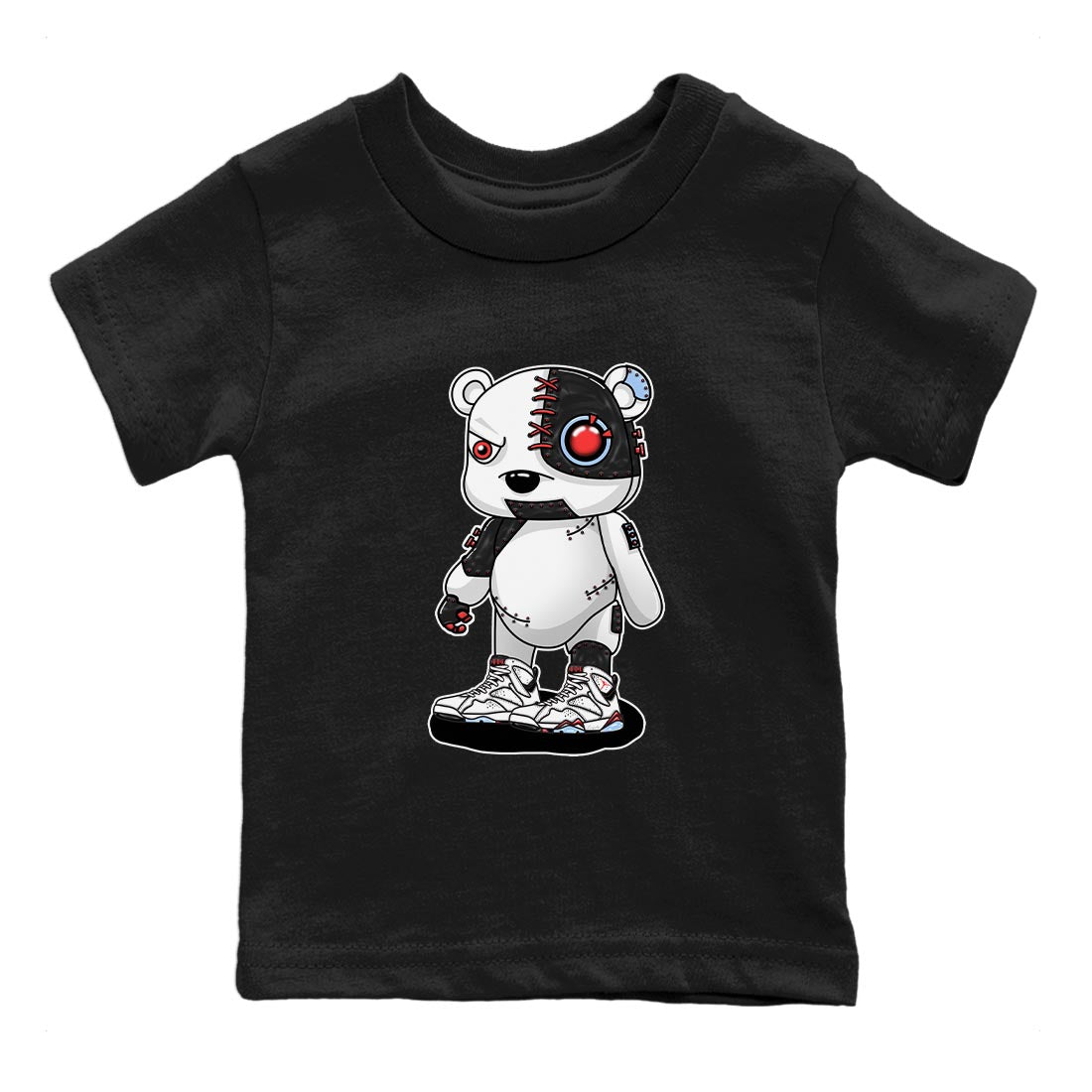 Air Jordan 7 White Infrared shirt to match jordans Cyborg Bear Streetwear Sneaker Shirt White Infrared 7s Drip Gear Zone Sneaker Matching Clothing Baby Toddler Black 2 T-Shirt